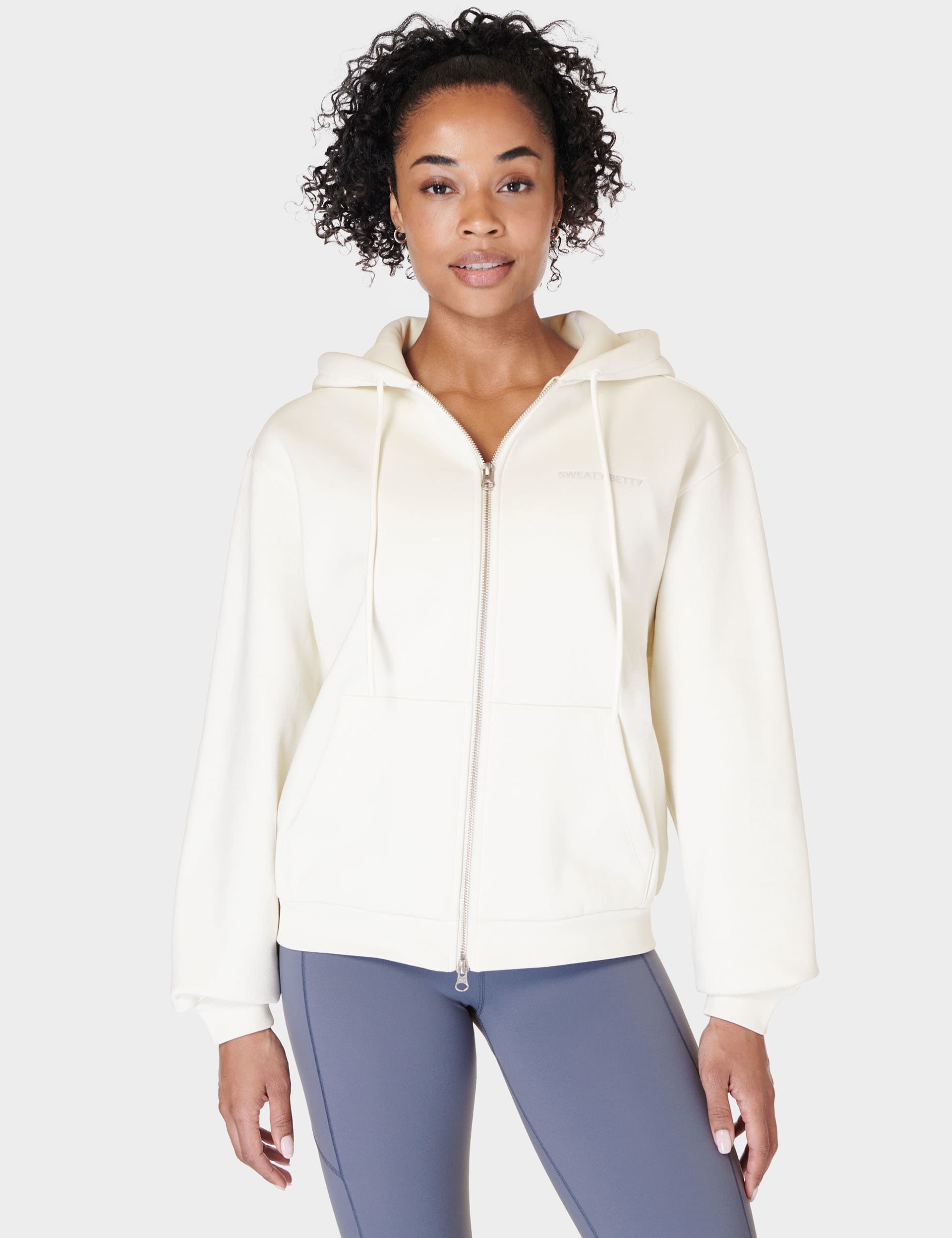 Sweaty Betty Women's Powerhouse Cotton Rich Zip Up Hoodie - White, White