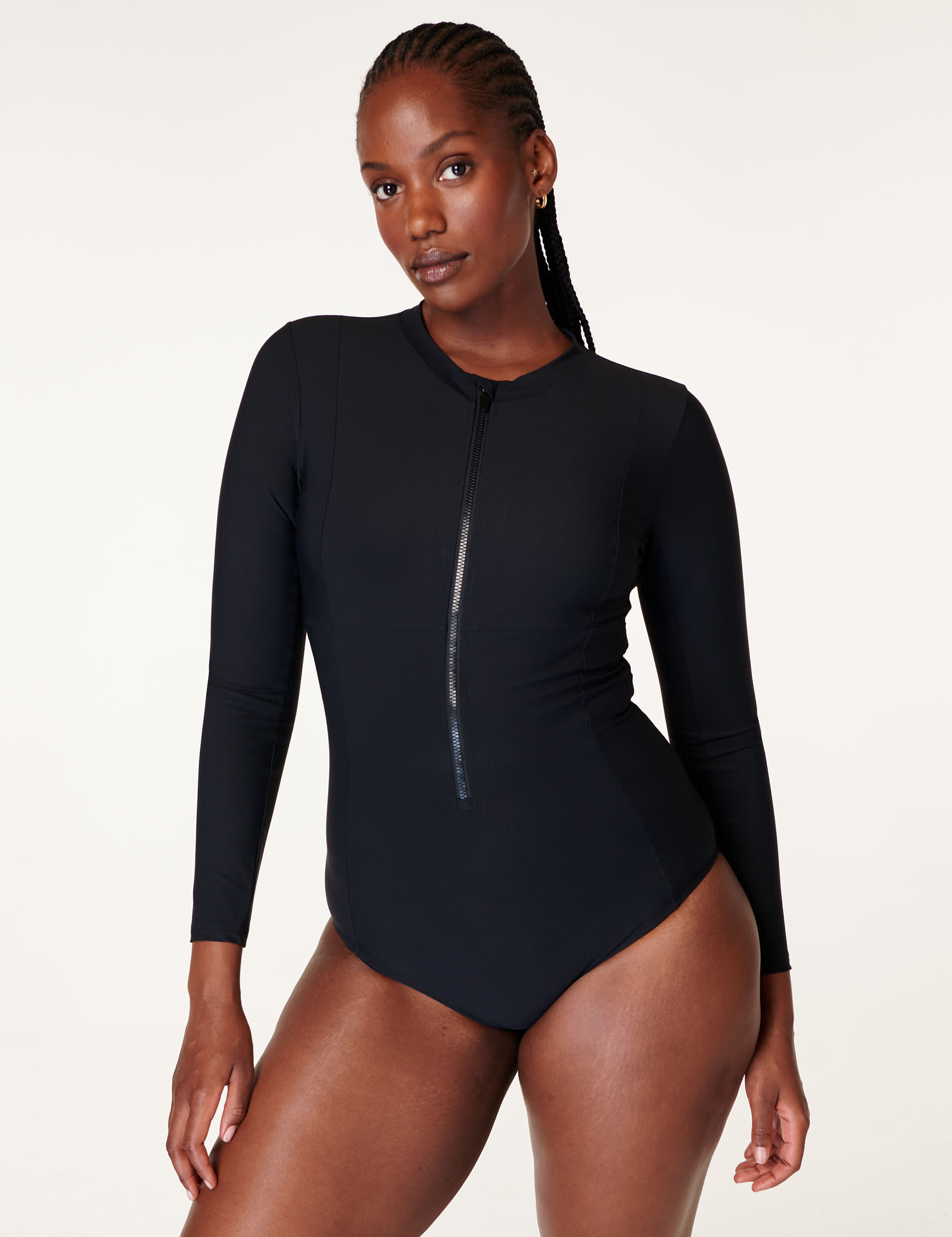 Sweaty Betty Women's Tidal Xtra Life Long Sleeve Zip Up Swimsuit - Black, Black