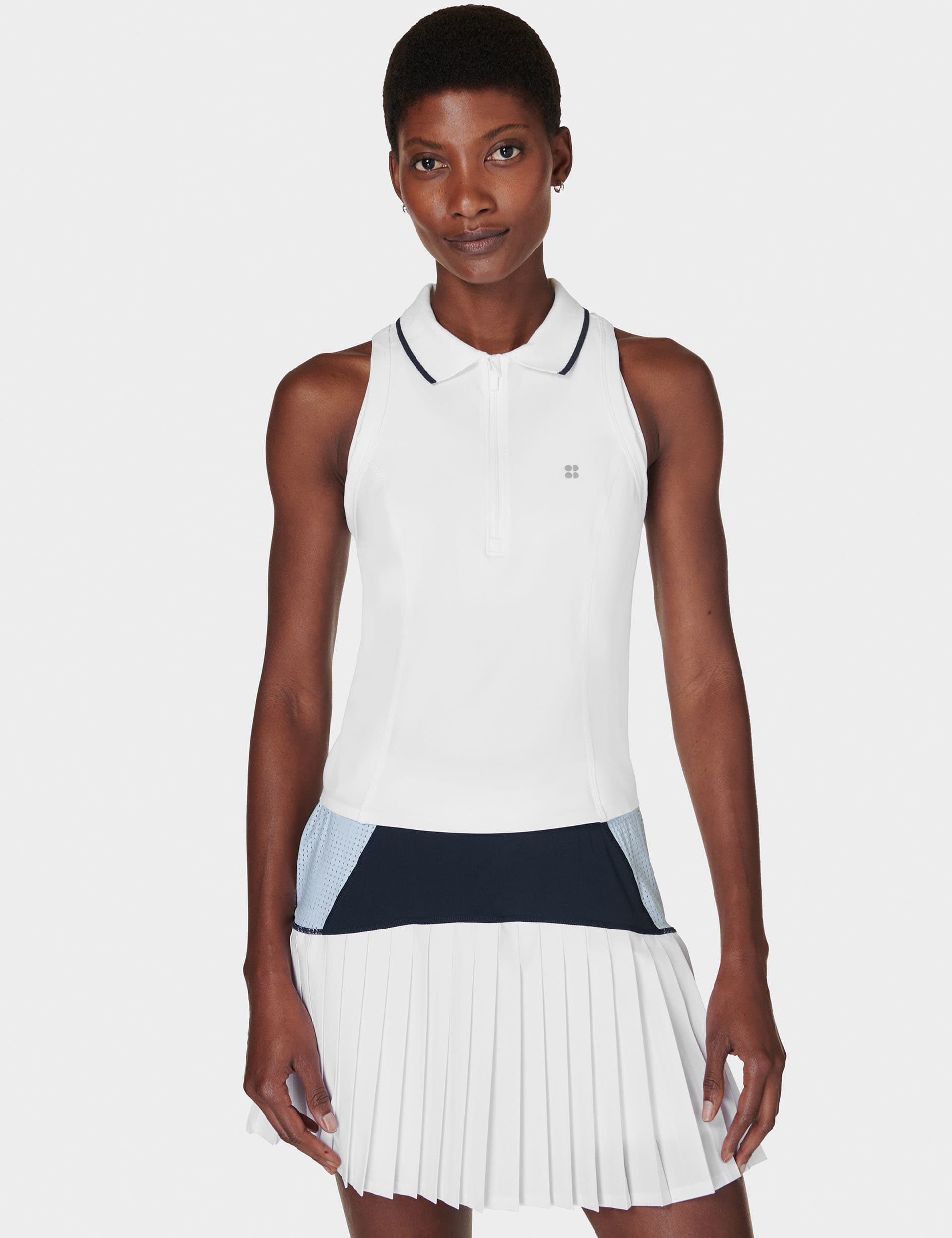 Sweaty Betty Women's Power Match Point Half Zip Tennis Vest Top - White, White