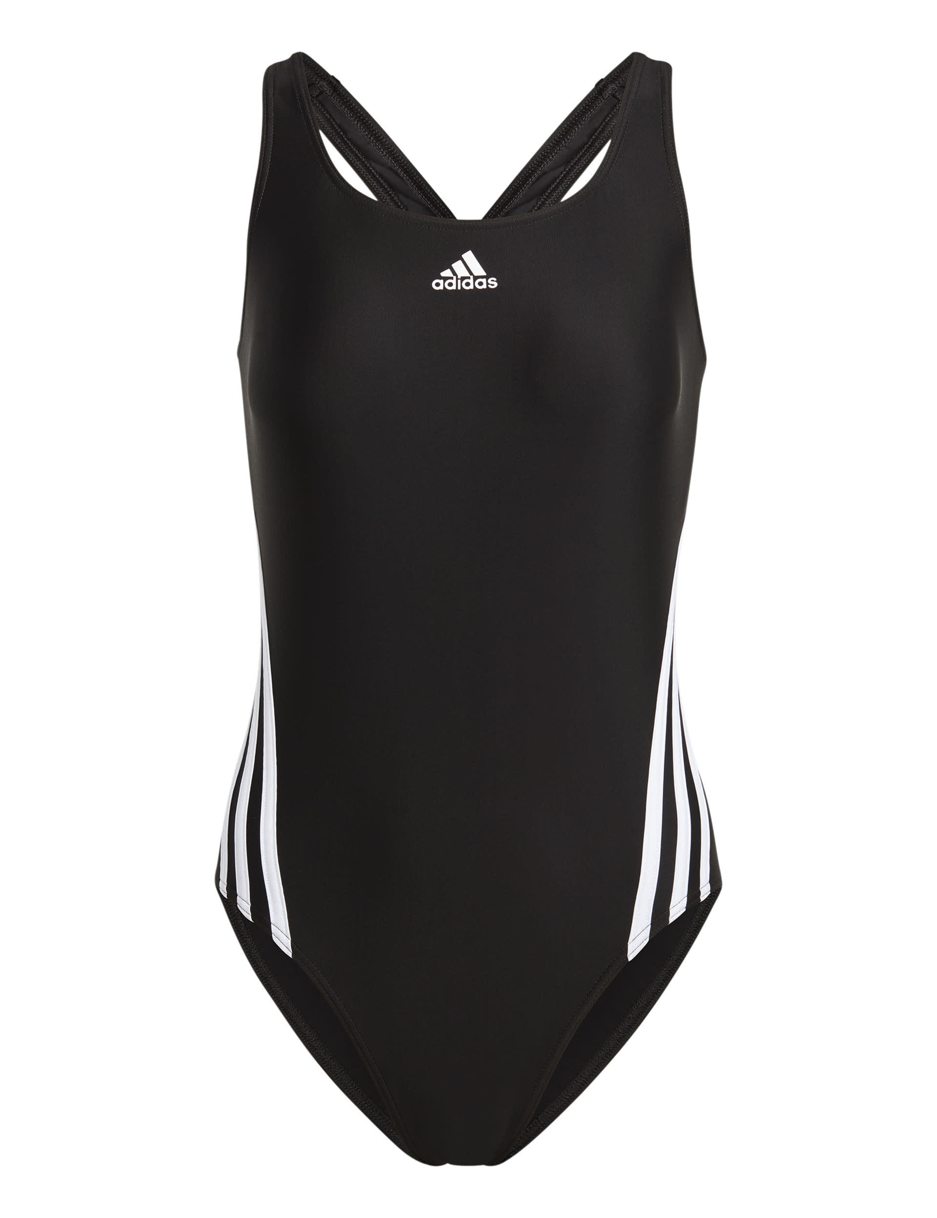 Adidas Women's 3 Stripes Scoop Neck Cut Out Swimsuit - 34 - Black Mix, Black Mix,Duck Egg