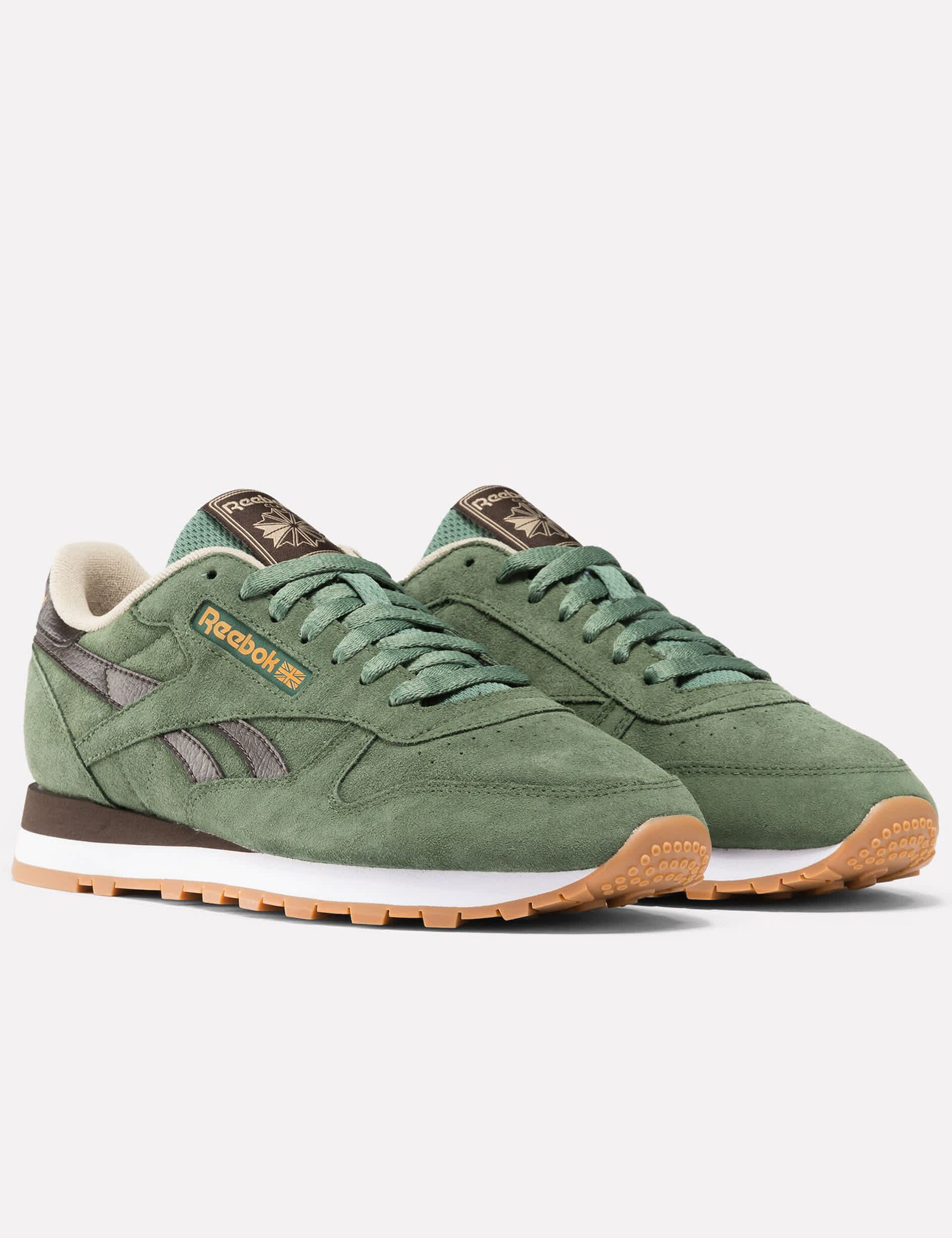 Reebok Men's Classic Leather Trainers - 8 - Dark Green, Dark Green