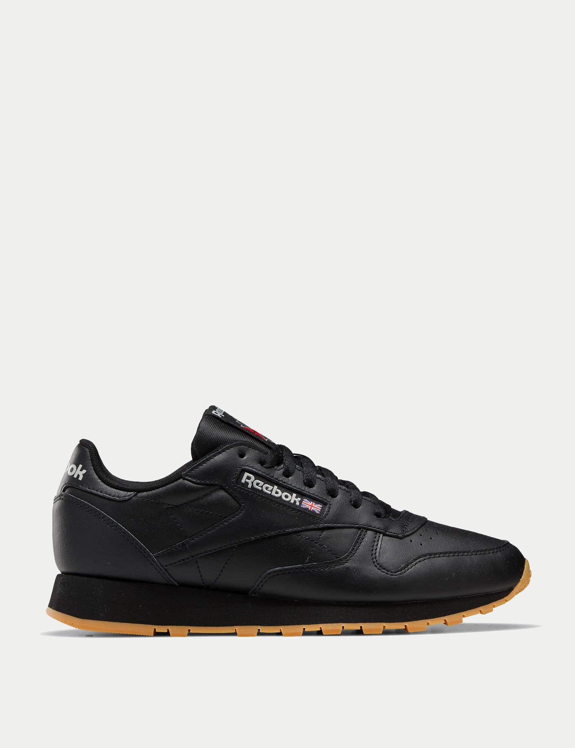 Reebok Men's Classic Leather Trainers - 9 - Black, White,Black,Black/Black