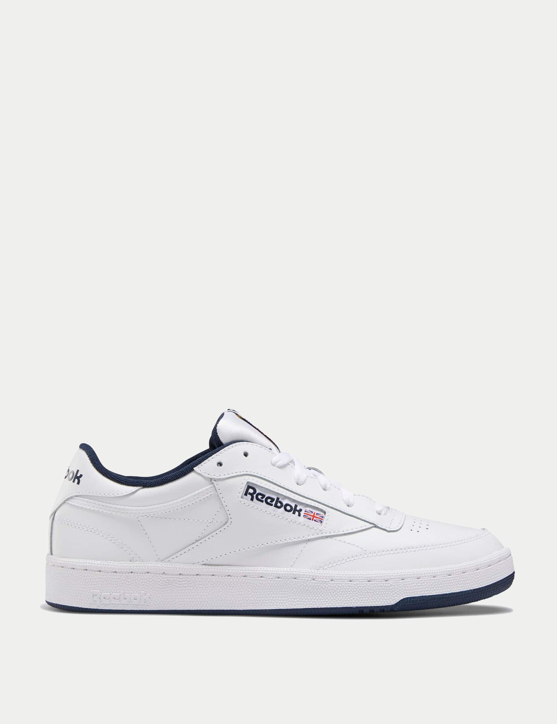 Reebok Men's Club C 85 Suede Trainers - 9 - White Mix, Black,White,White Mix,Soft White