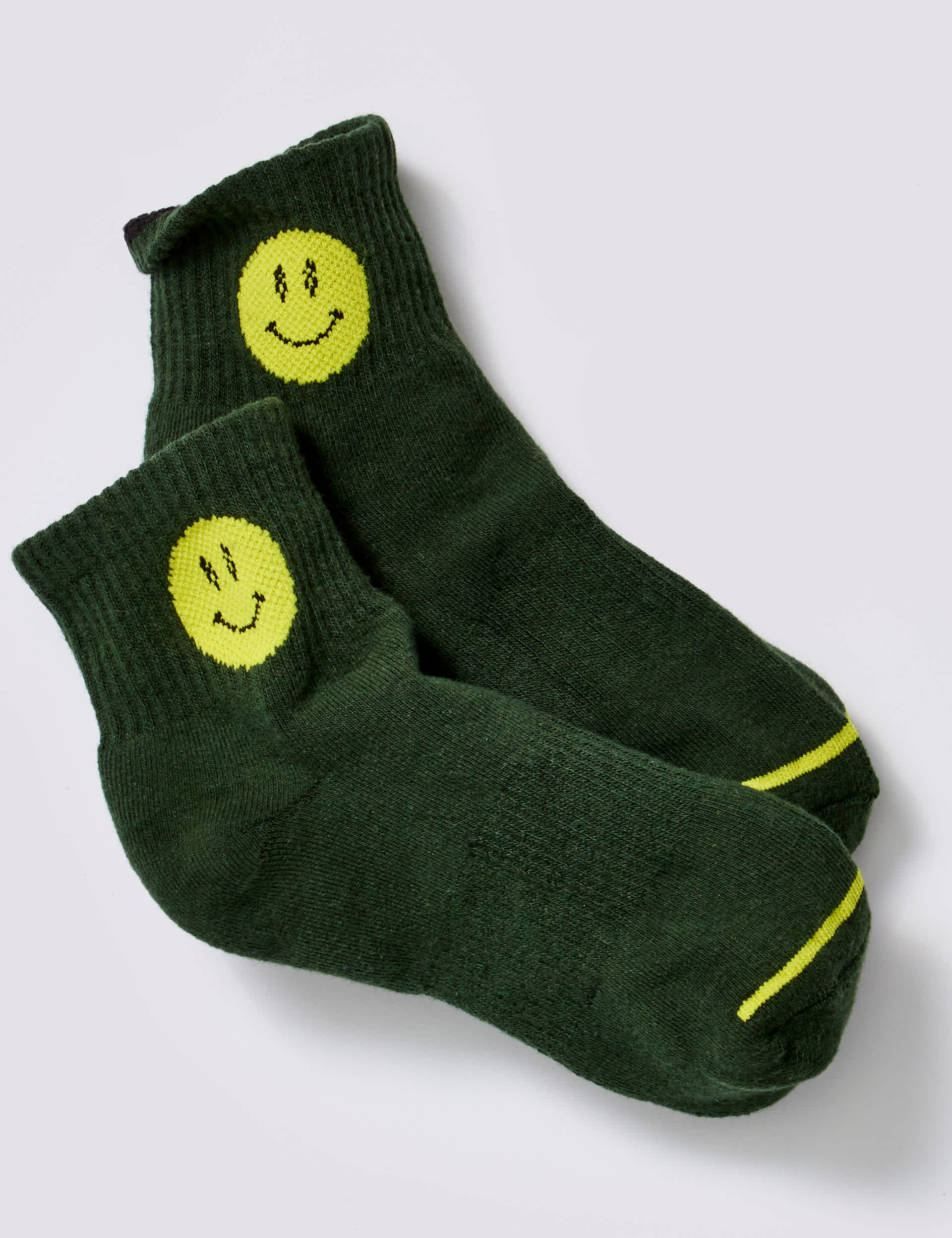 Fp Movement Women's Cotton Rich Smiling Ankle Socks - Dark Green, Dark Green