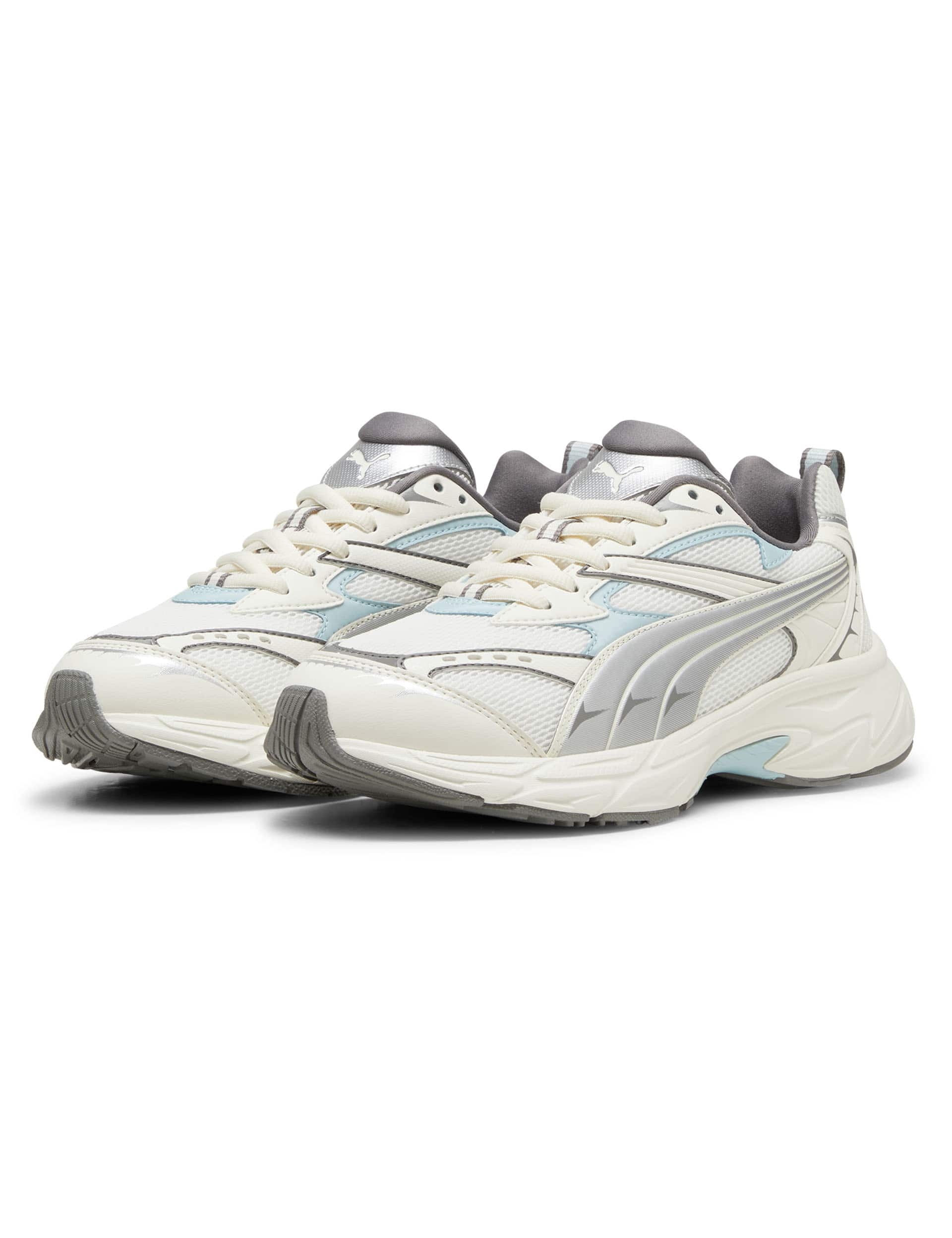 Puma Morphic Metallic Mesh Detail Trainers - 6 - White Mix, White Mix