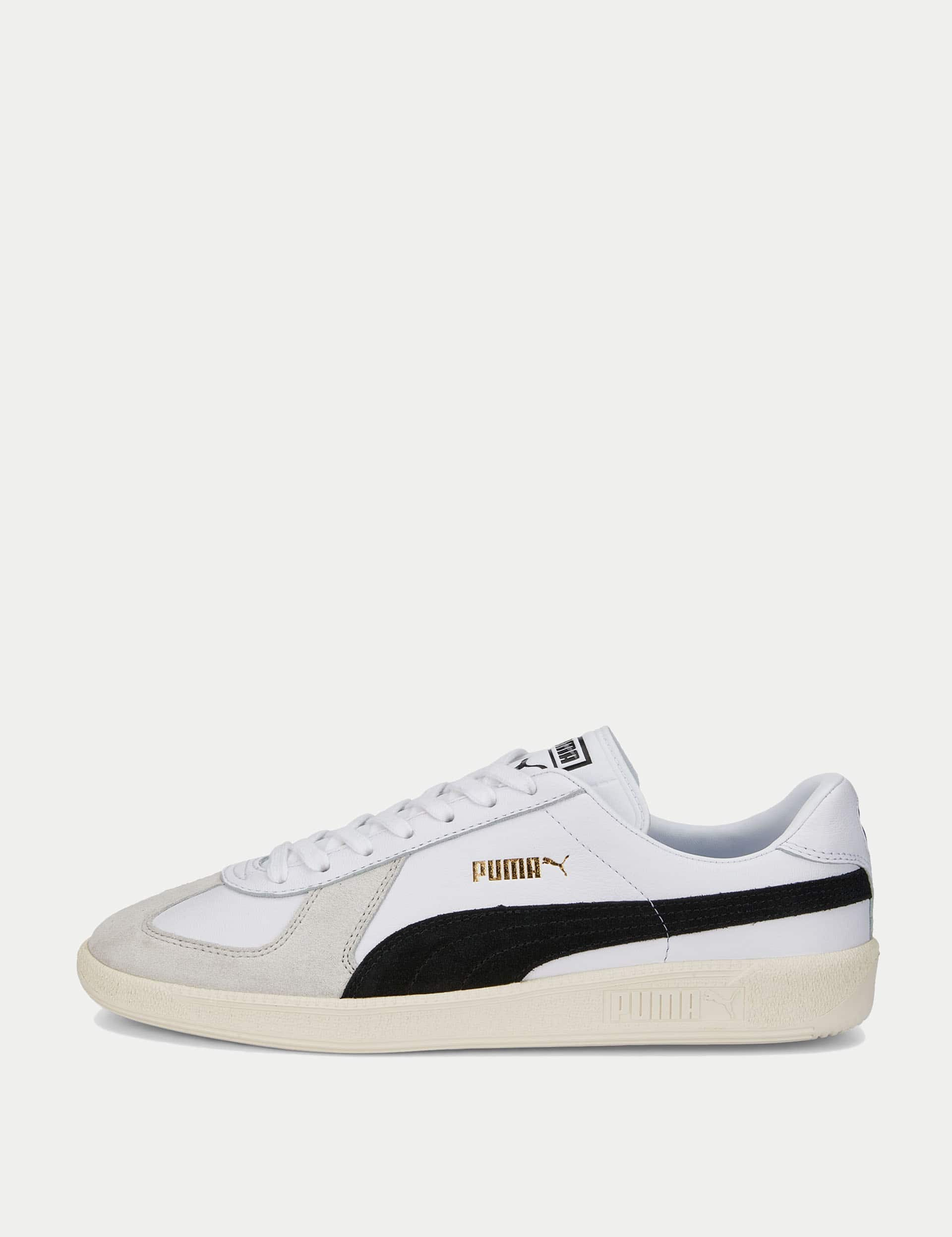 Puma Men's Army Leather Trainers - 9 - White Mix, Dark Green,Black Mix,White,White Mix