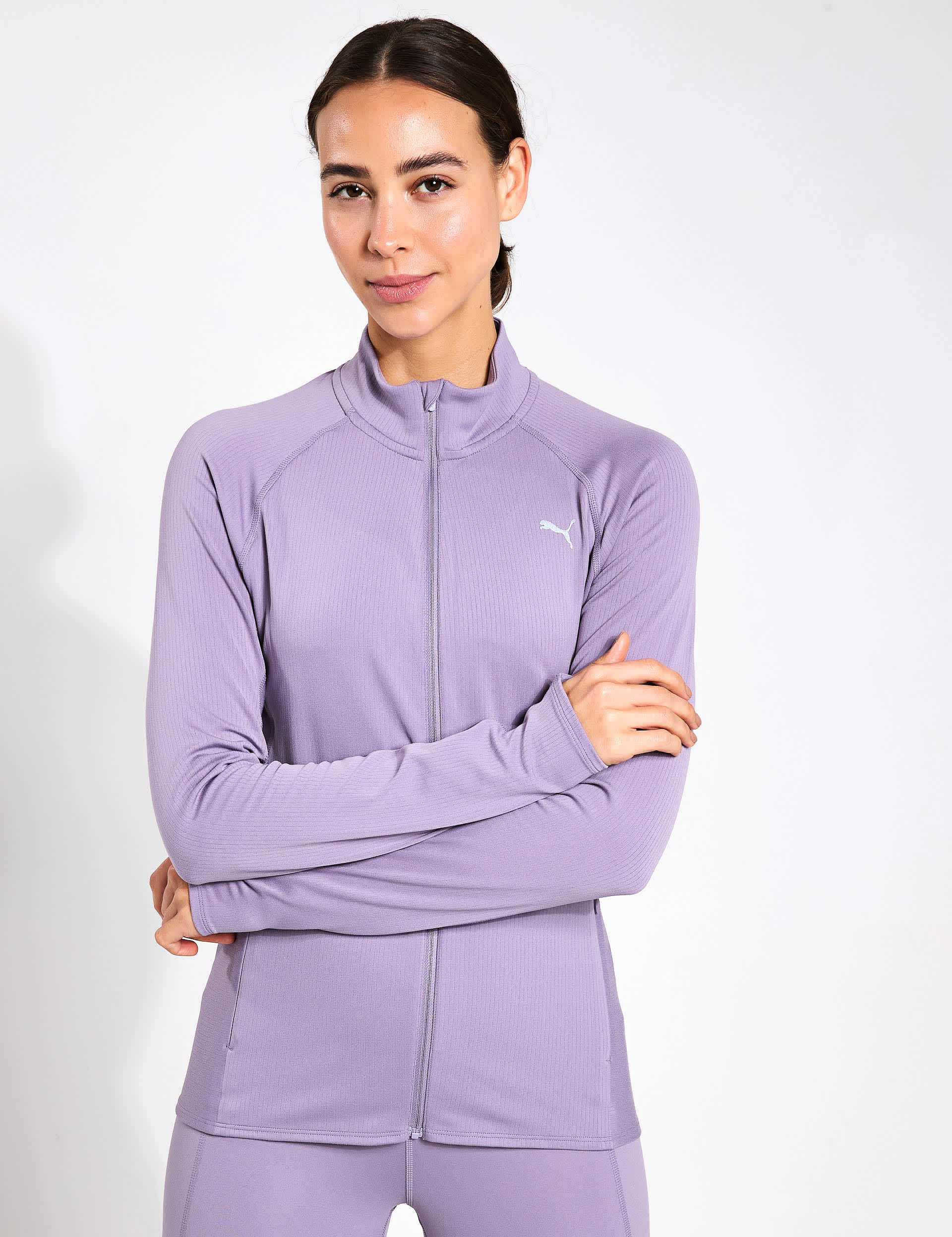 Puma Women's Run For Her Funnel Neck Zip Up Sports Jacket - M - Purple, Purple