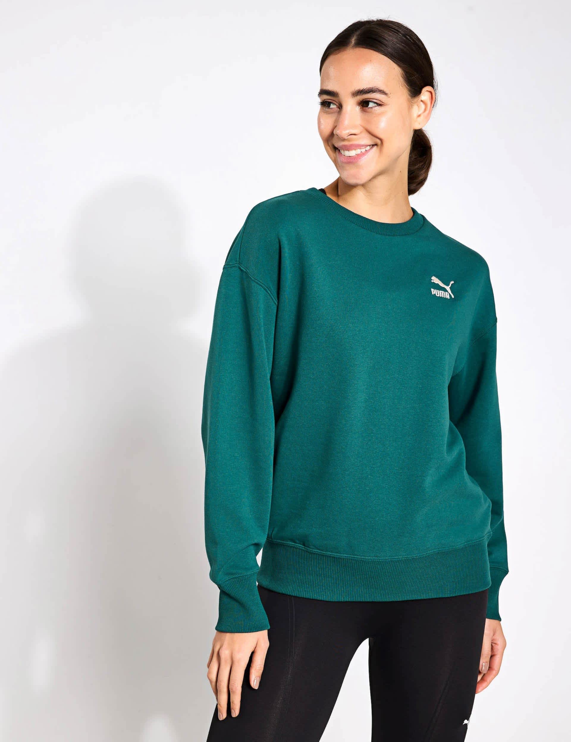 Women's Puma Better Classics Relaxed Crew TR - Teal Green, Teal Green