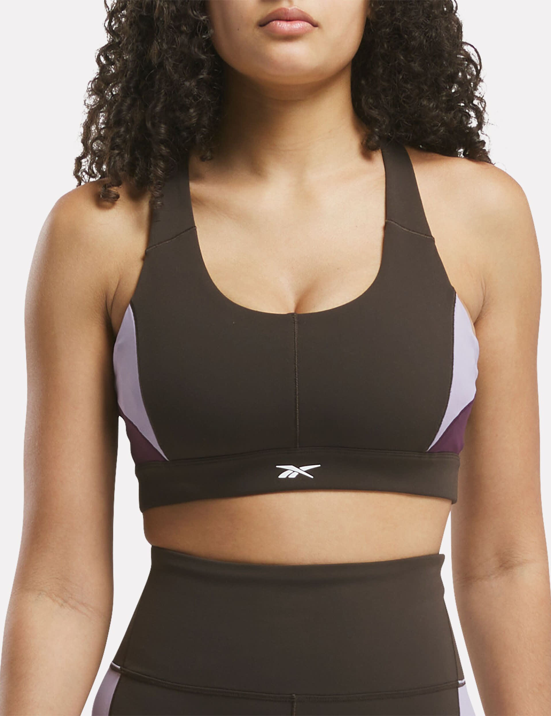 Reebok Women's Lux Colour Block Racer Sports Bra - M - Purple Mix, Purple Mix,Black Mix