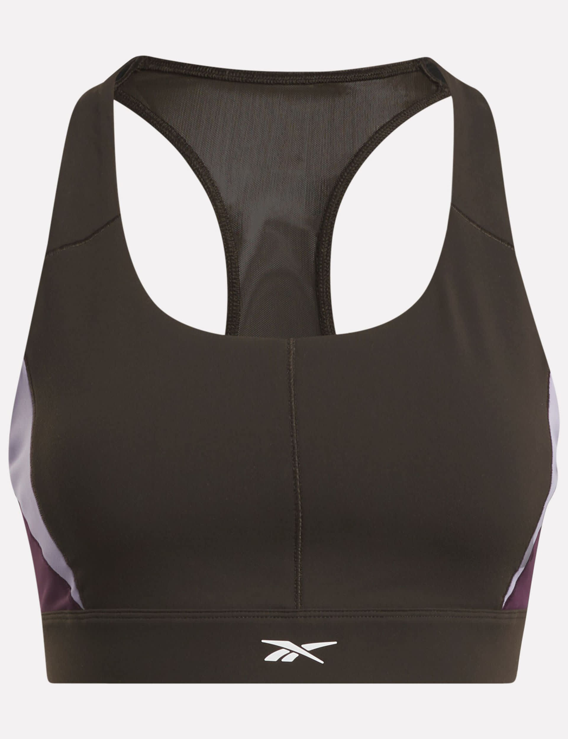 Reebok Women's Lux Colour Block Racer Sports Bra - Purple Mix, Purple Mix,Black Mix