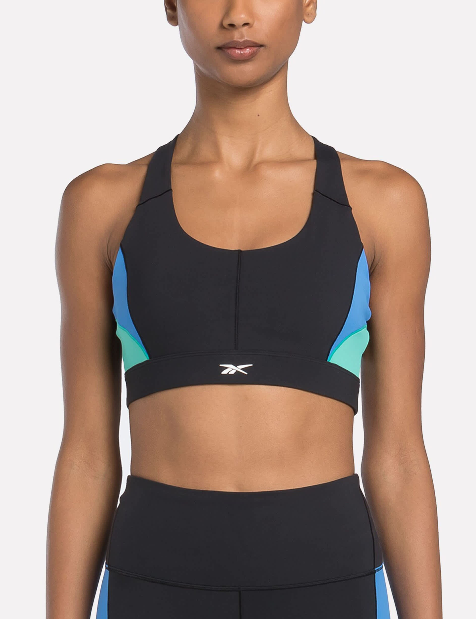 Reebok Women's Lux Colour Block Racer Sports Bra - Black Mix, Black Mix