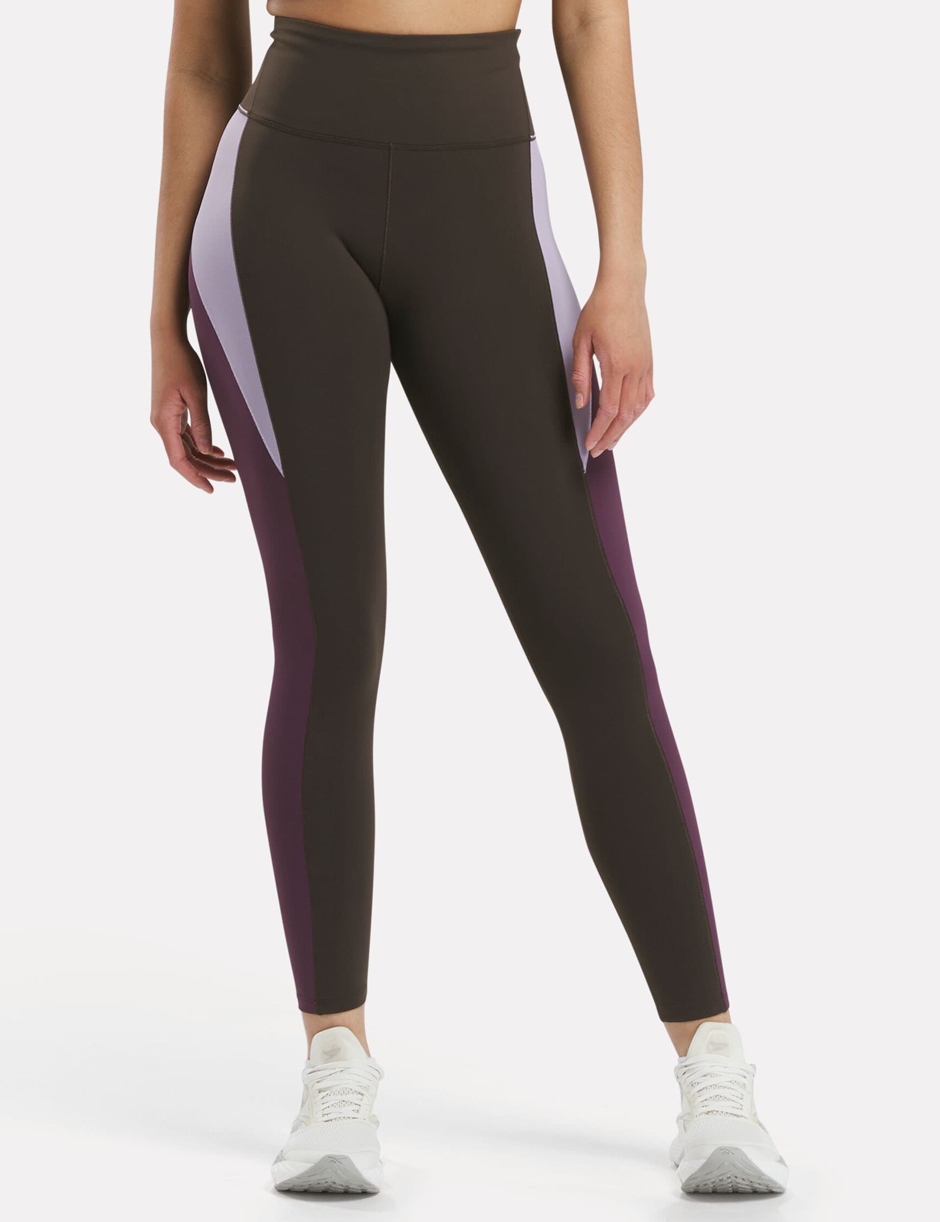 Reebok Women's Lux Colour Block High Waisted Leggings - M - Purple Mix, Purple Mix,Black Mix