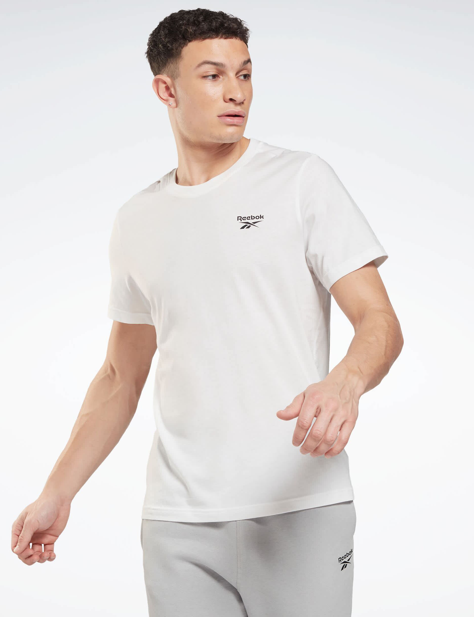 Reebok Men's Identity Small Logo Pure Cotton T-Shirt - White, White,Black