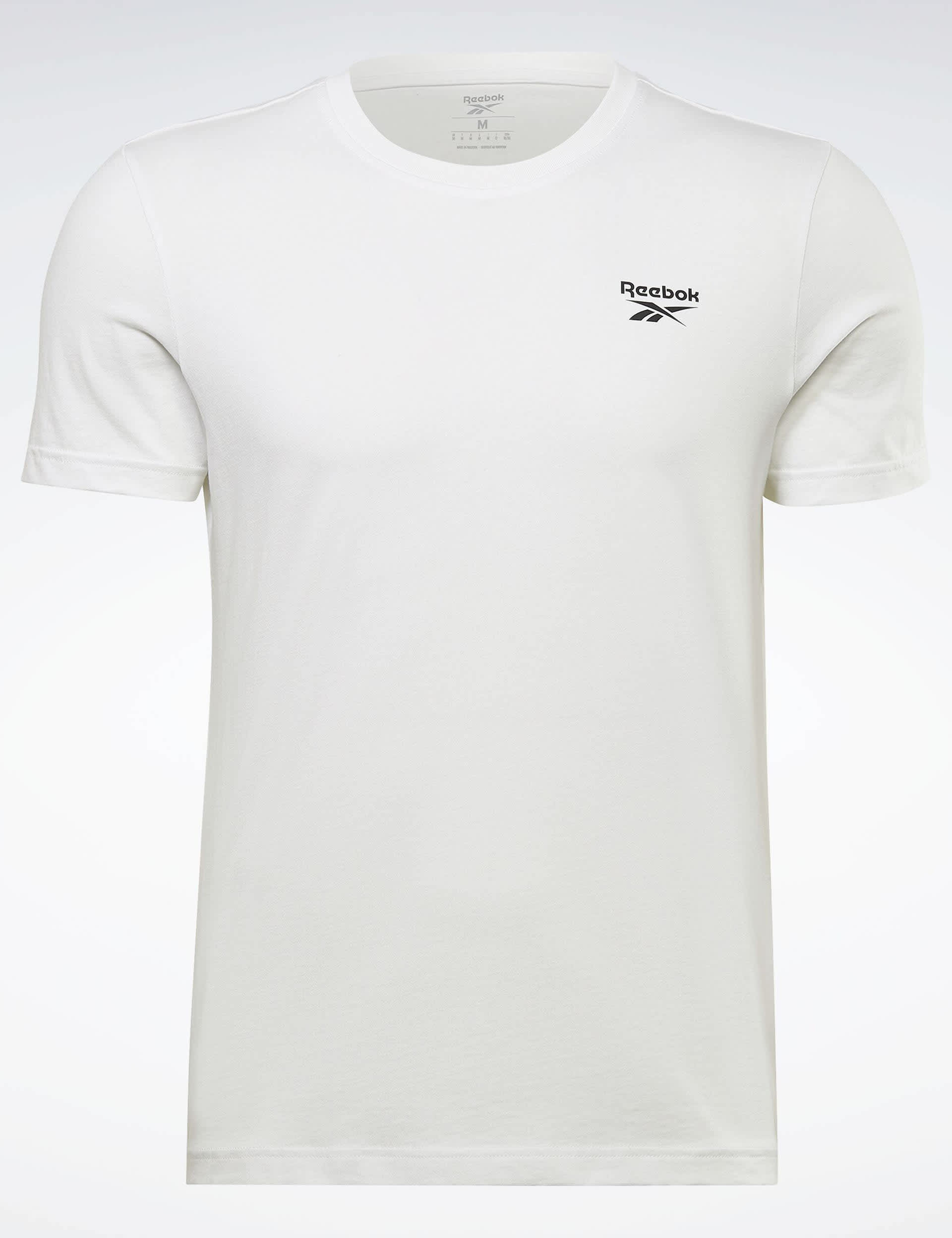 Reebok Men's Identity Small Logo Pure Cotton T-Shirt - White, White,Black