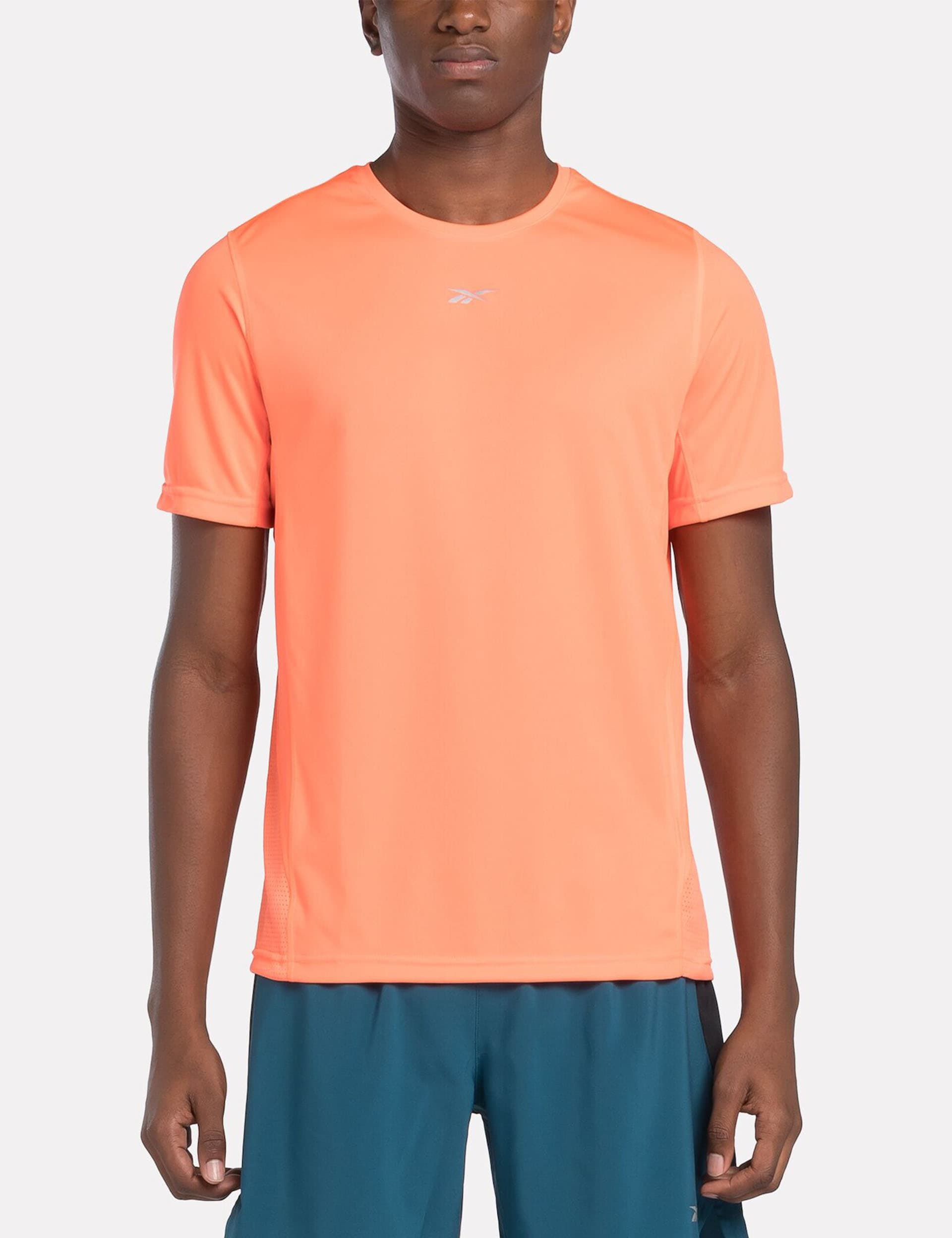 Reebok Men's Running Speedwick Crew Neck Sports T-Shirt - L - Coral, Navy Mix,Coral