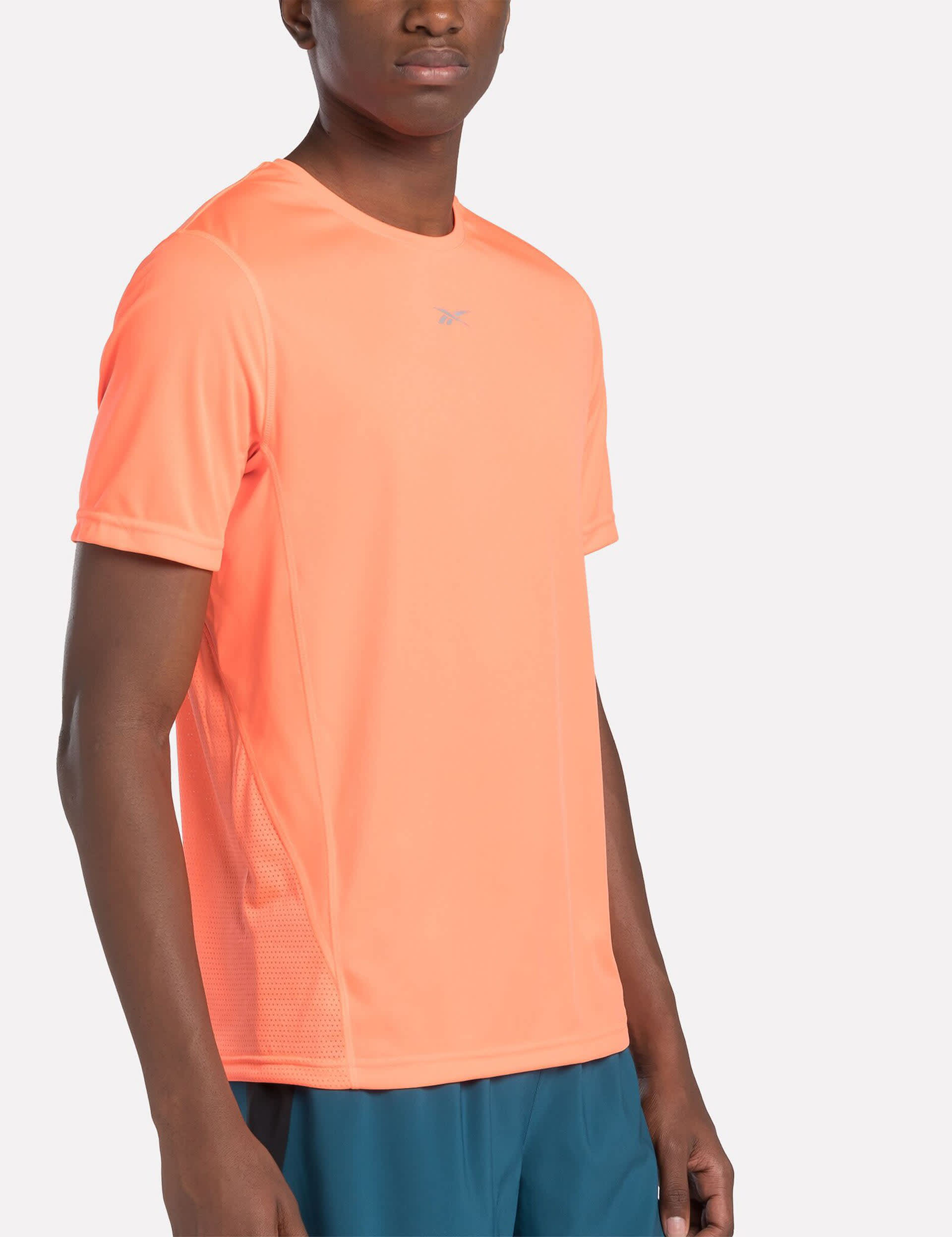 Reebok Men's Running Speedwick Crew Neck Sports T-Shirt - M - Coral, Coral,Navy Mix