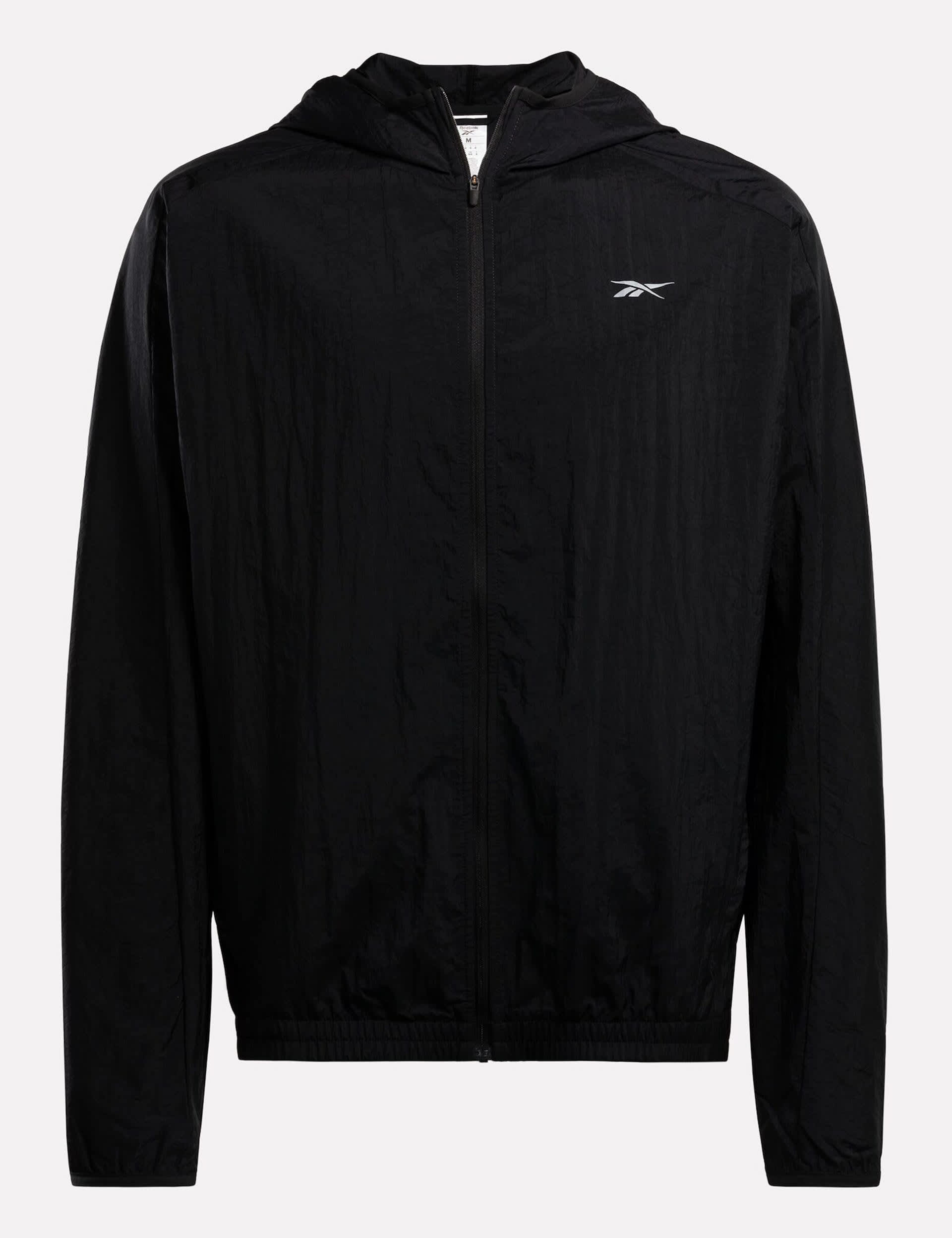 Reebok Men's Running Hooded Windbreaker Jacket - L - Black, Black