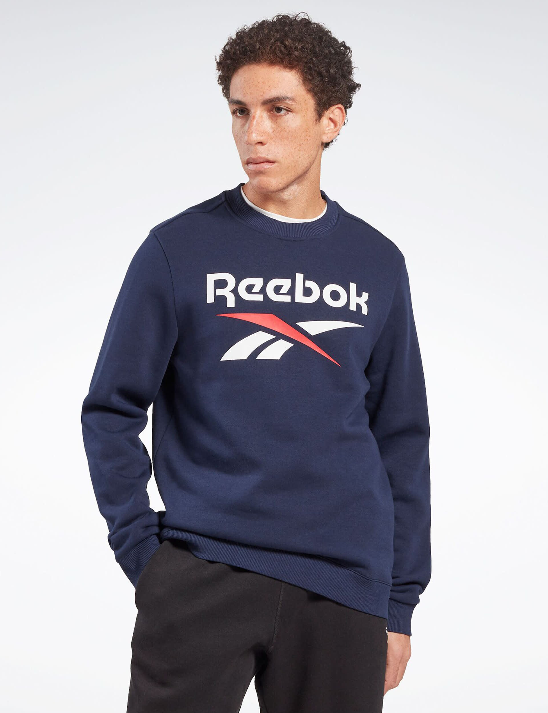 Reebok Men's Identity Big Logo Fleece Sweatshirt - Navy, Navy