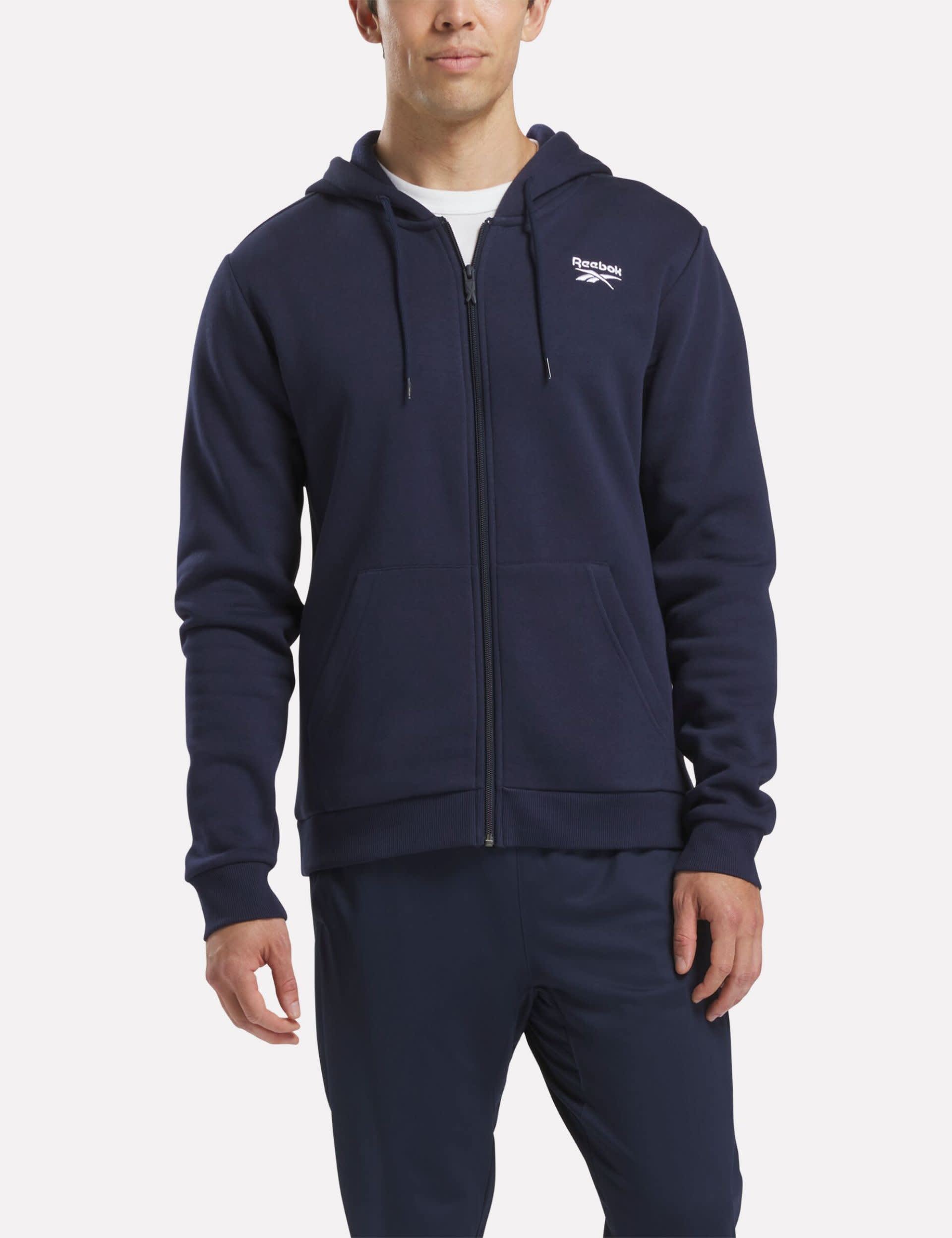 Reebok Men's Identity Small Logo Fleece Zip Up Hoodie - XL - Navy, Black,Navy