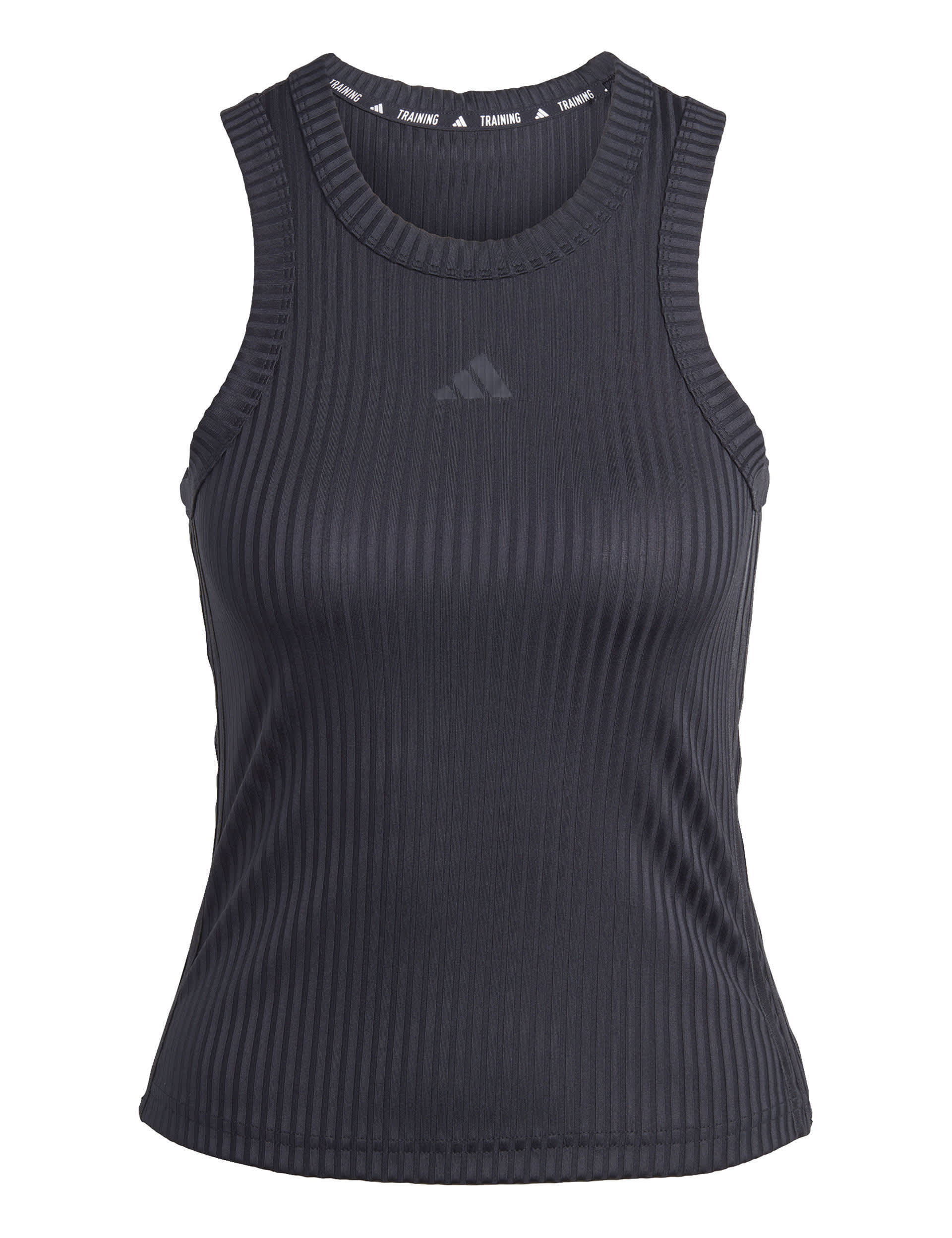 Adidas Women's All Gym Seasonal Rib Tonal 3 Stripes Vest Top - Black, Black,White,Cornflower