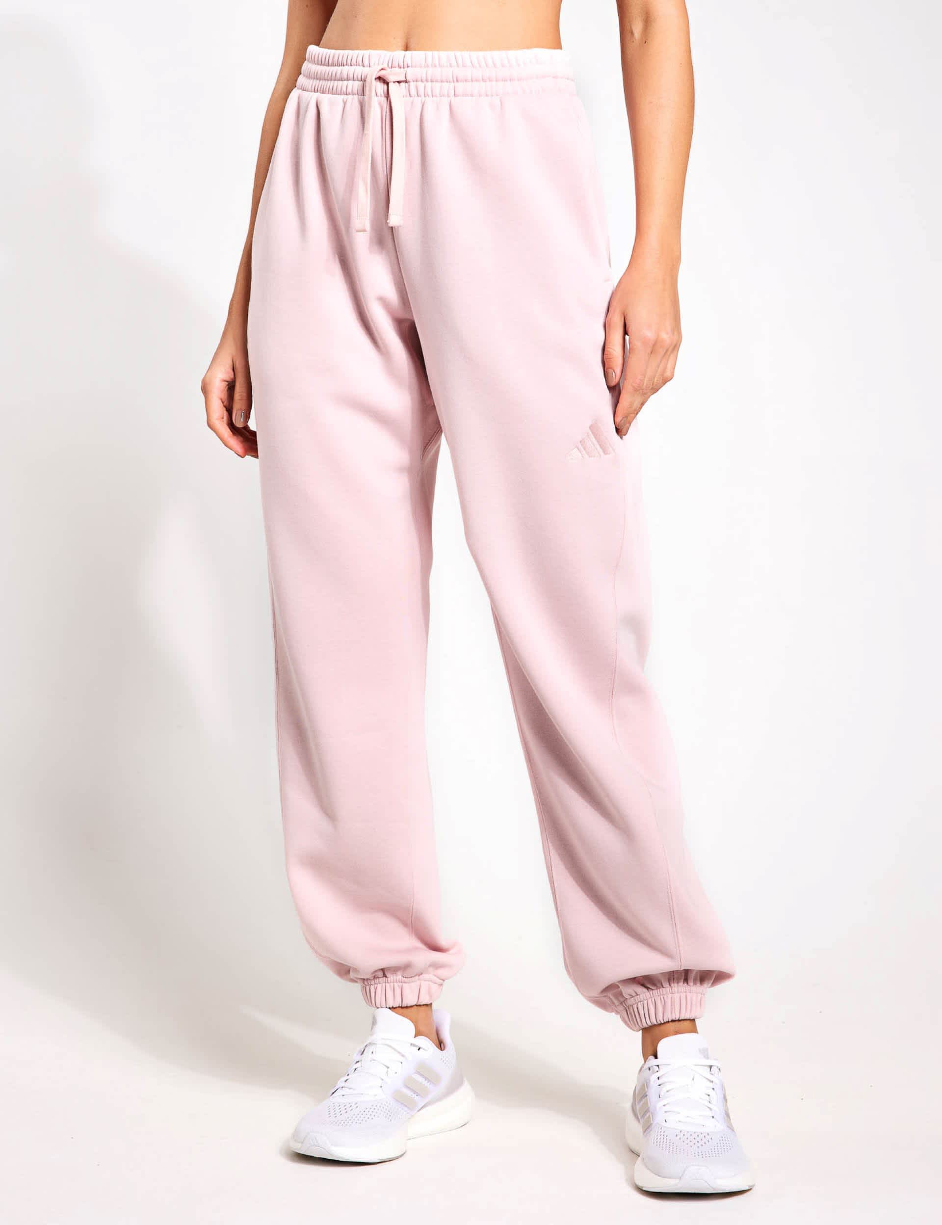 Adidas Women's All SZN Cotton Rich Fleece Cuffed Joggers - M - Soft Pink, Black,Soft Pink