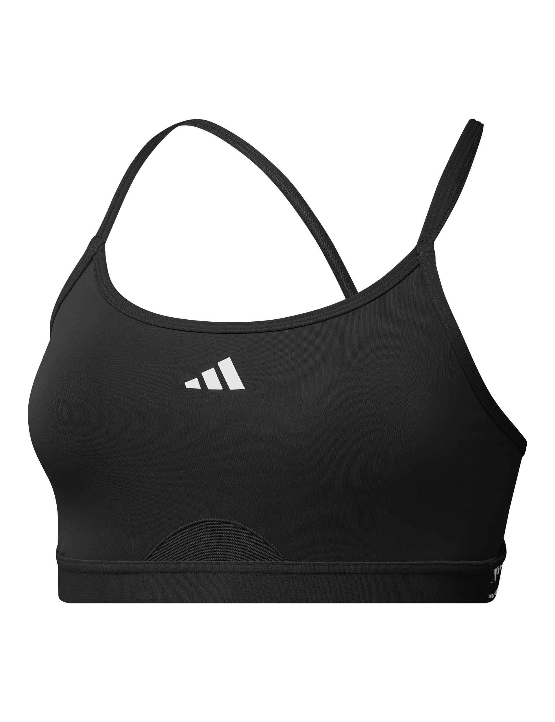 Adidas Women's AeroReact Training 3 Stripes Sports Bra - L - Black, Black