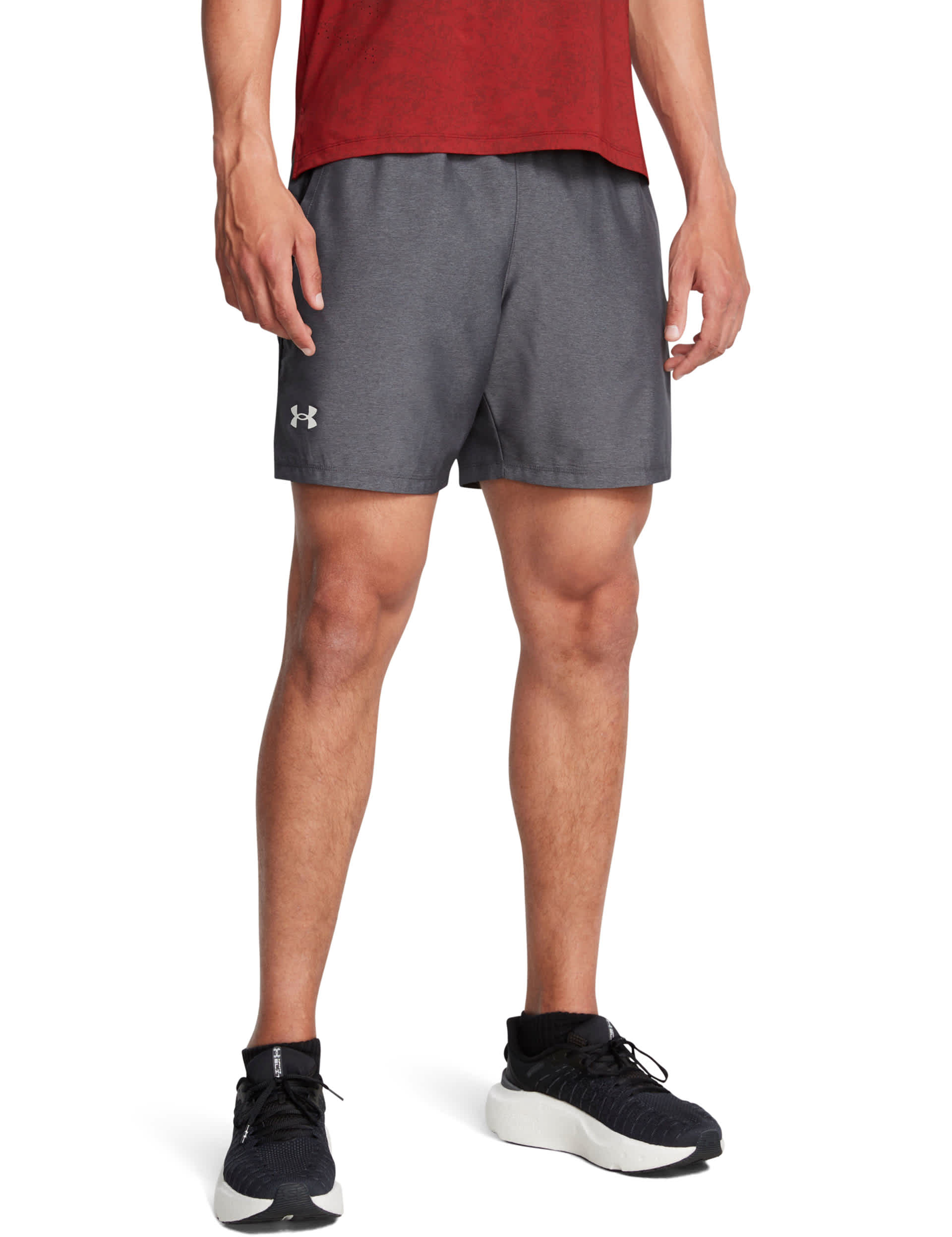 Under Armour Men's Launch 7in Heather Stretch Running Shorts - Charcoal Mix, Charcoal Mix