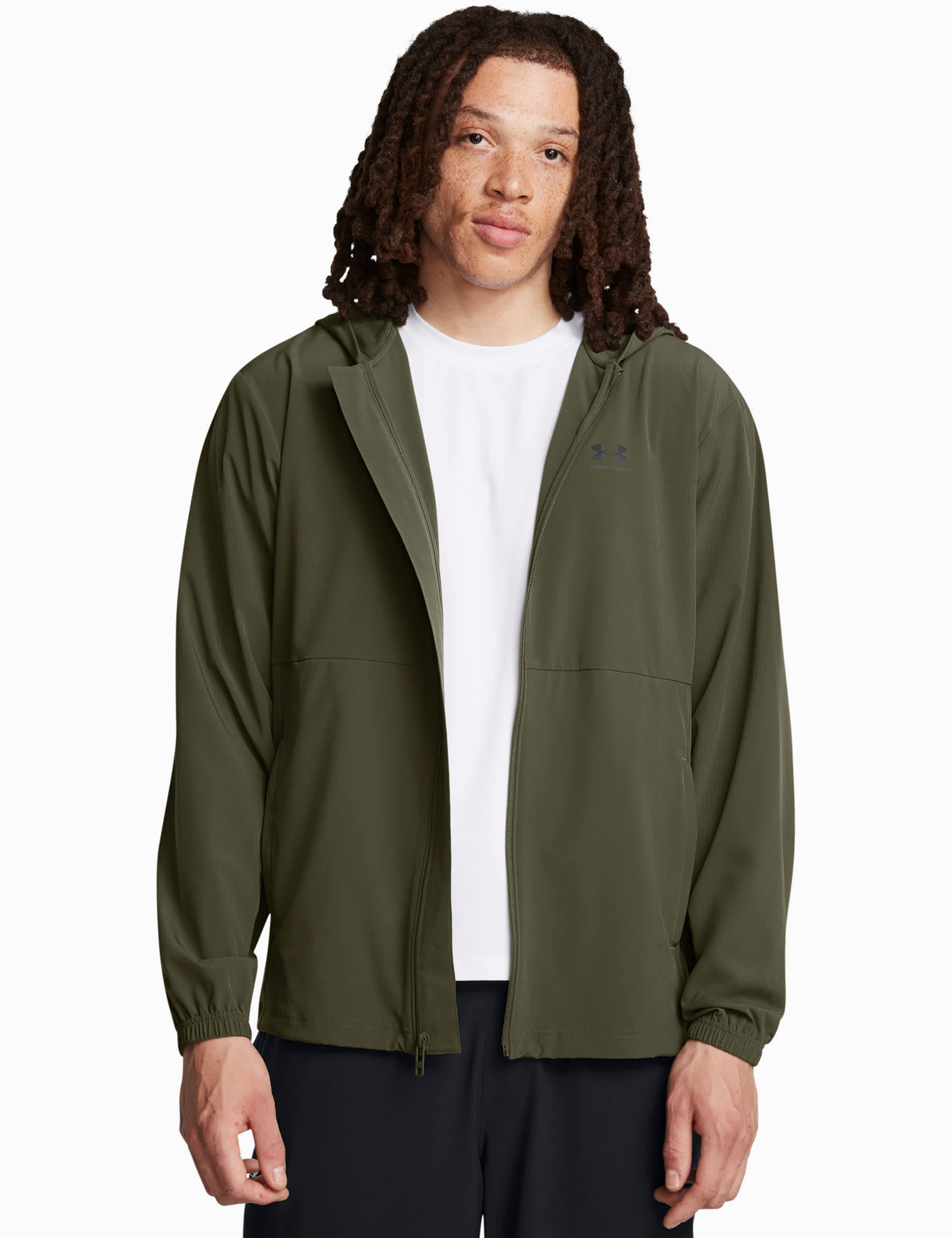 Under Armour Men's Vibe Woven Windbreaker Sports Jacket - L - Khaki, Khaki,Black