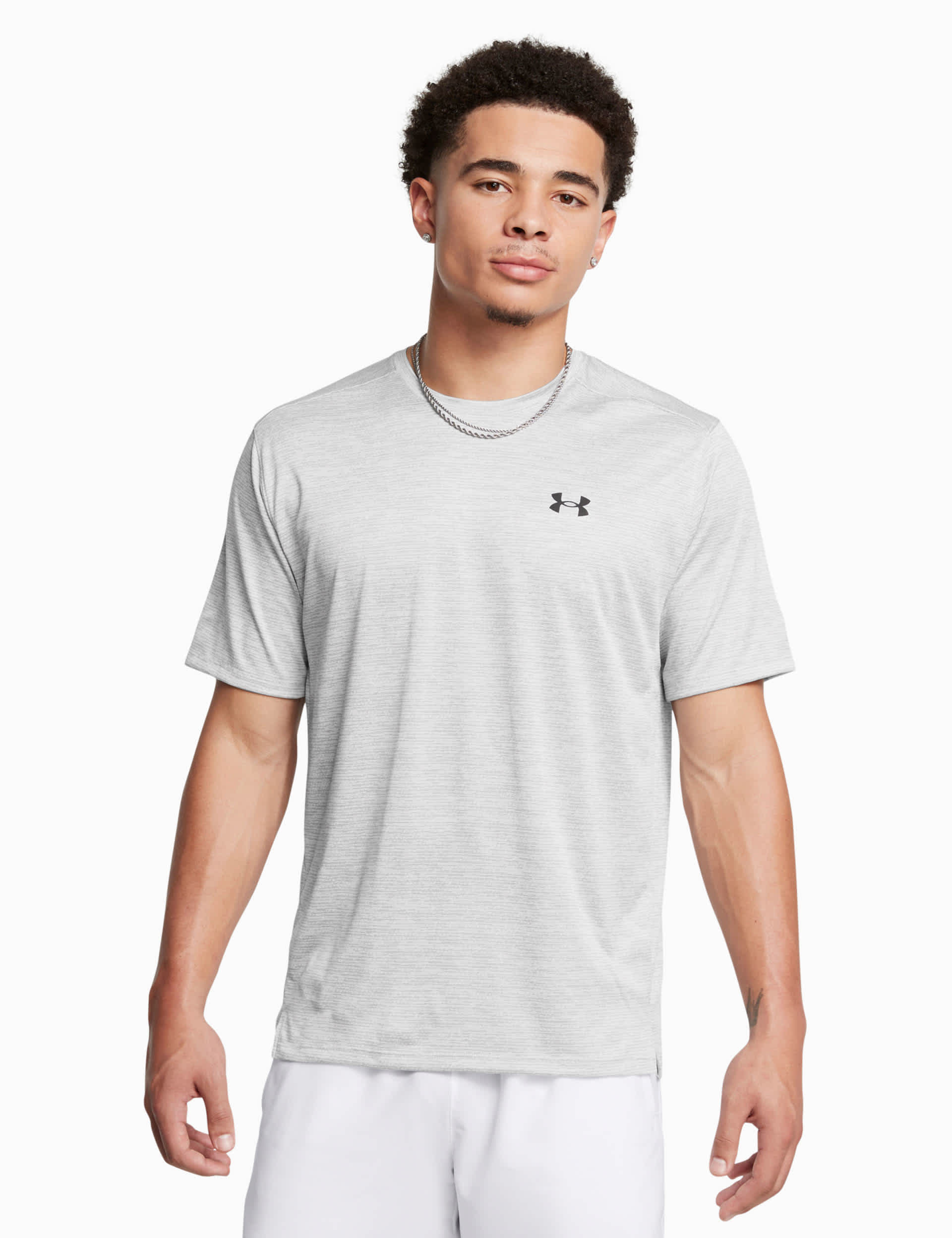 Under Armour Men's Tech Vent Crew Neck Training T-Shirt - L - Chambray, Black,Chambray