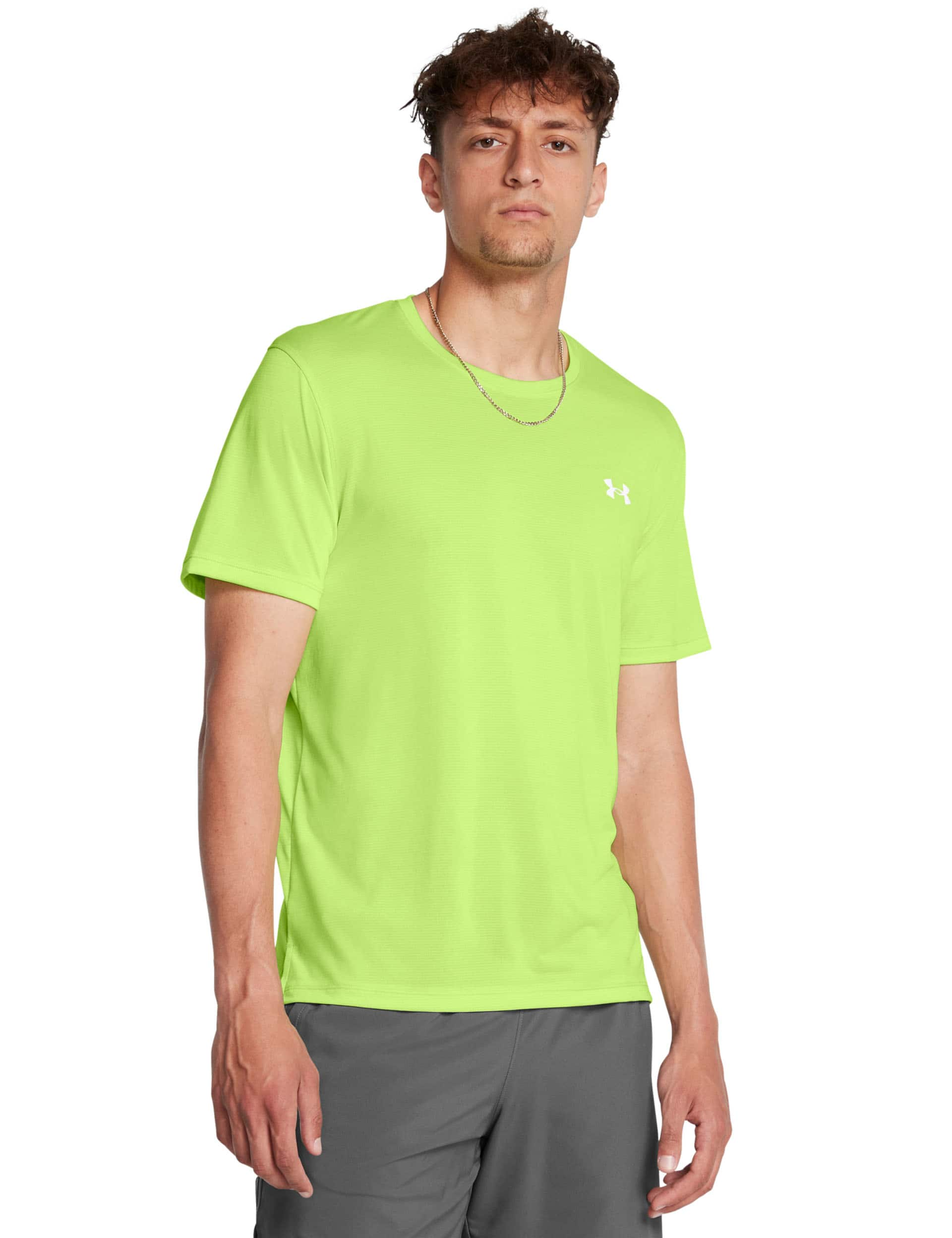 Under Armour Men's Launch Sports T-Shirt - XL - Light Green, Light Green,Dark Red