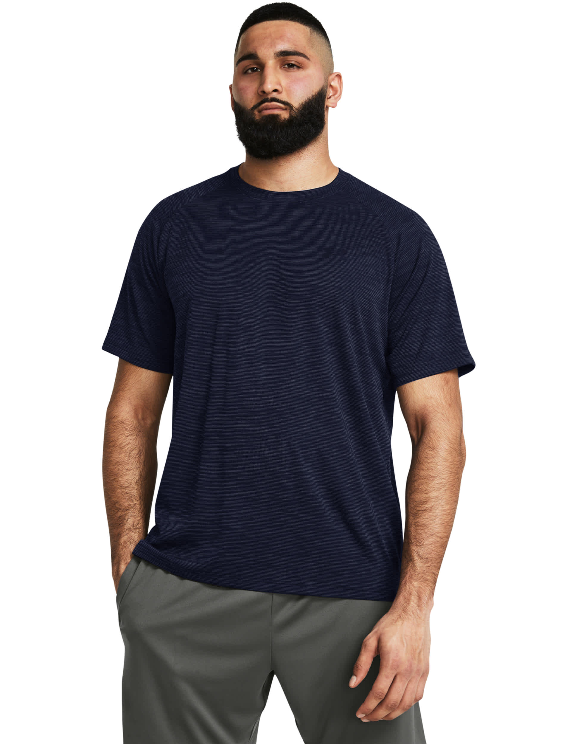 Under Armour Men's Tech Textured Sports T-Shirt - L - Dark Navy, Light Green,Berry,Dark Navy