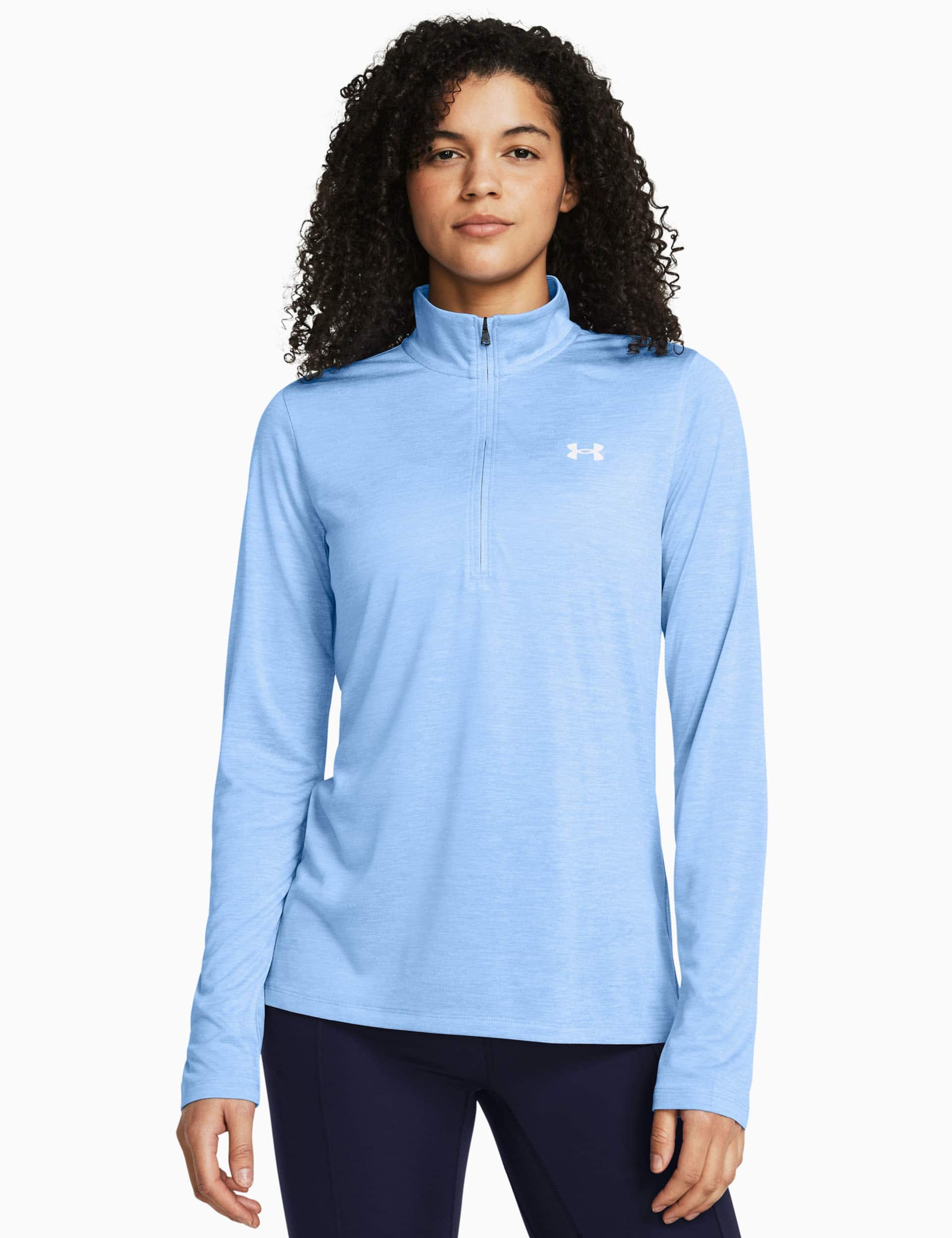 Under Armour Women's Tech Twist Half Zip Long Sleeve Top - M - Light Blue, Light Blue