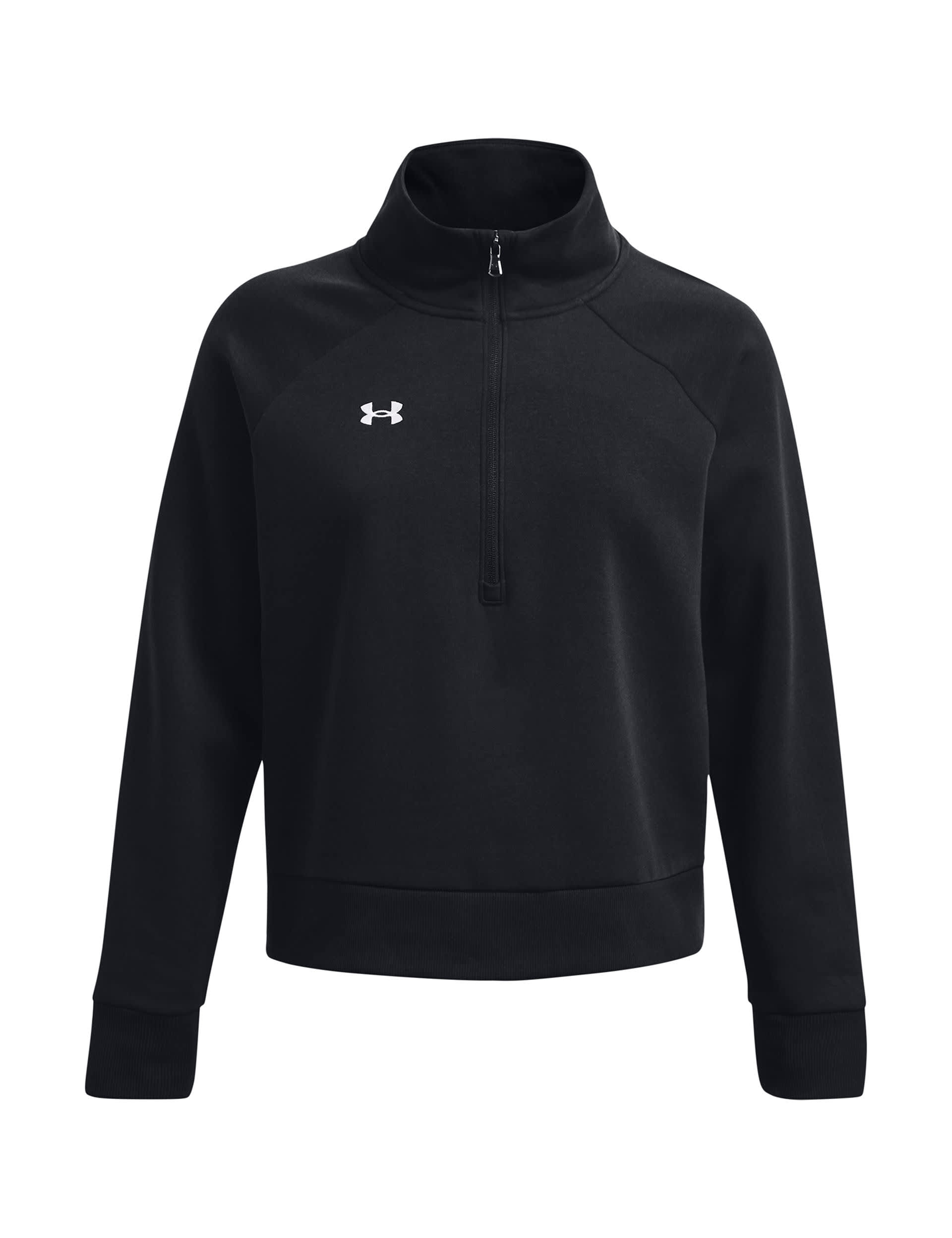 Under Armour Women's Rival Cotton Rich Fleece Half Zip Sweatshirt - M - Black, Black