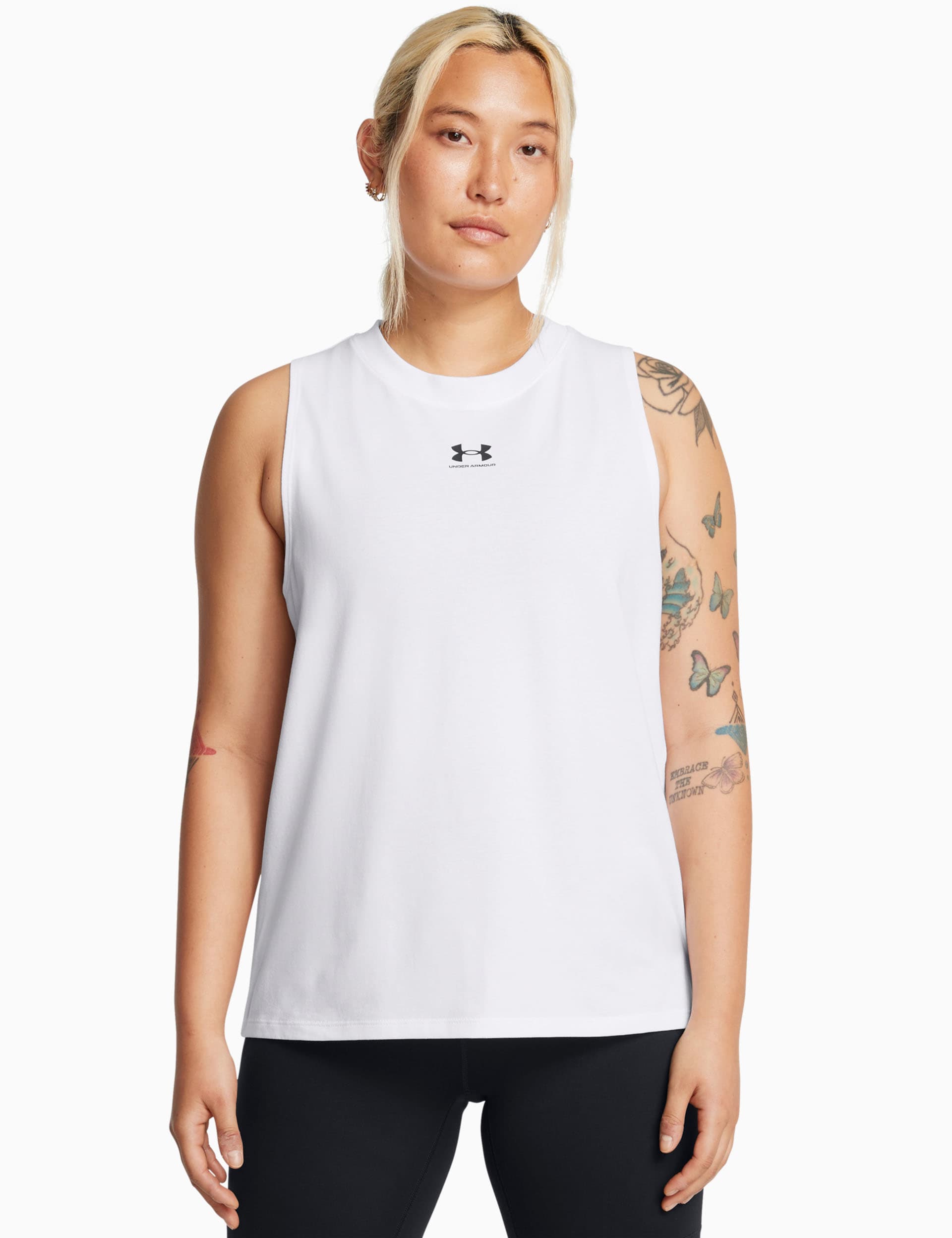 Under Armour Women's Campus Cotton Rich Crew Neck Gym Vest Top - White, White