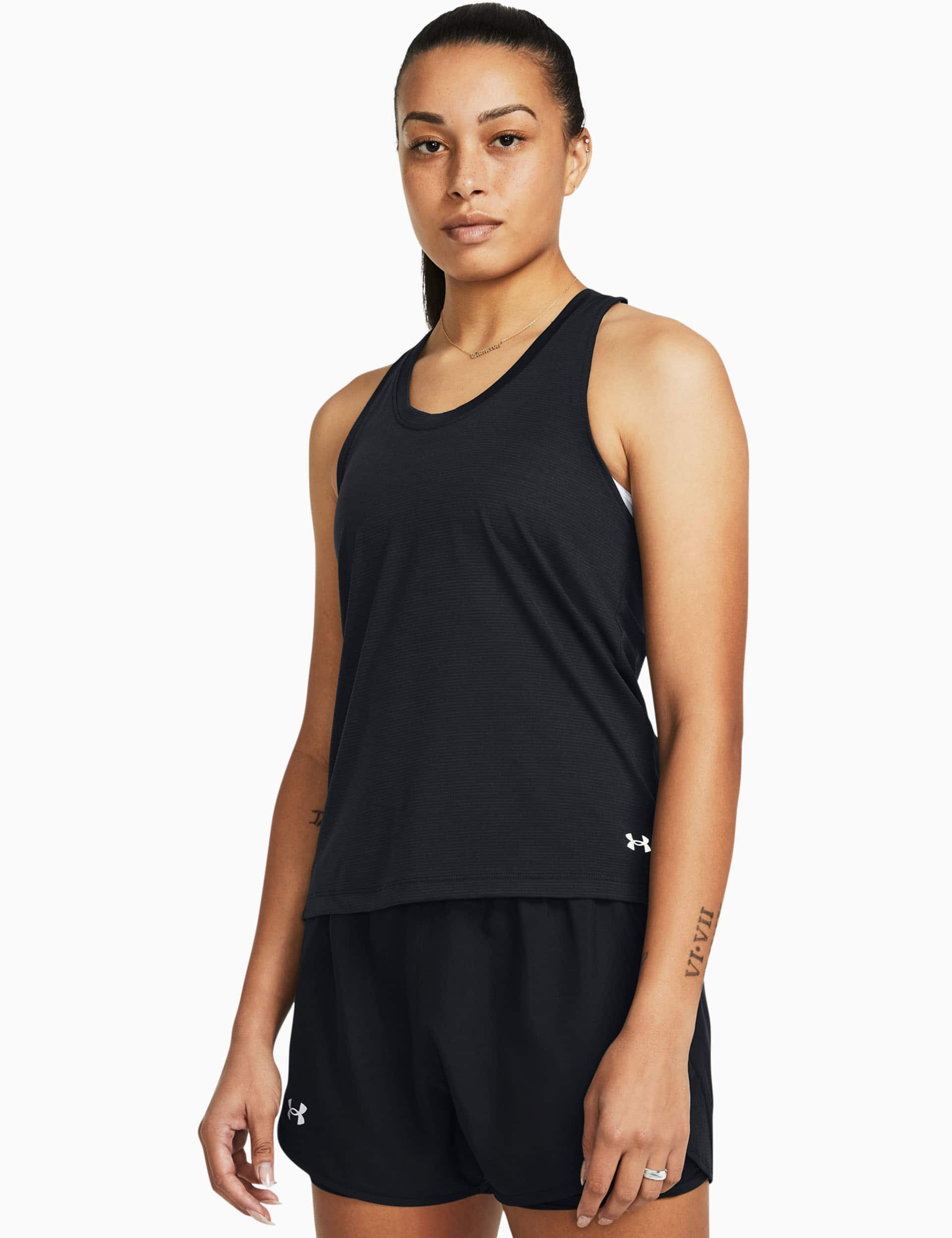 Under Armour Women's Launch Scoop Neck Racer Back Running Vest Top - M - Black, Black