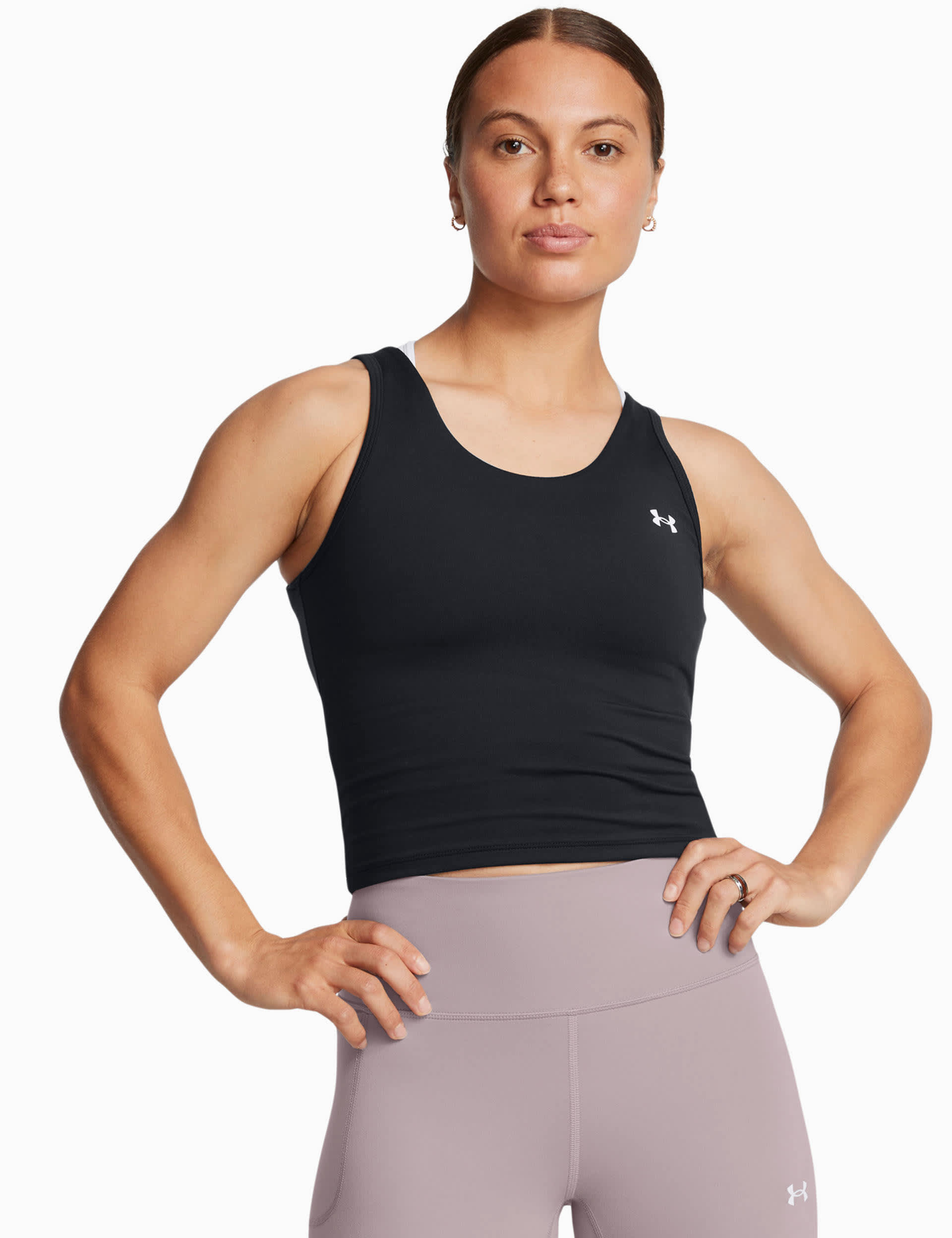 Under Armour Women's Motion Scoop Neck Scoop Back Crop Vest Top - Black, Black