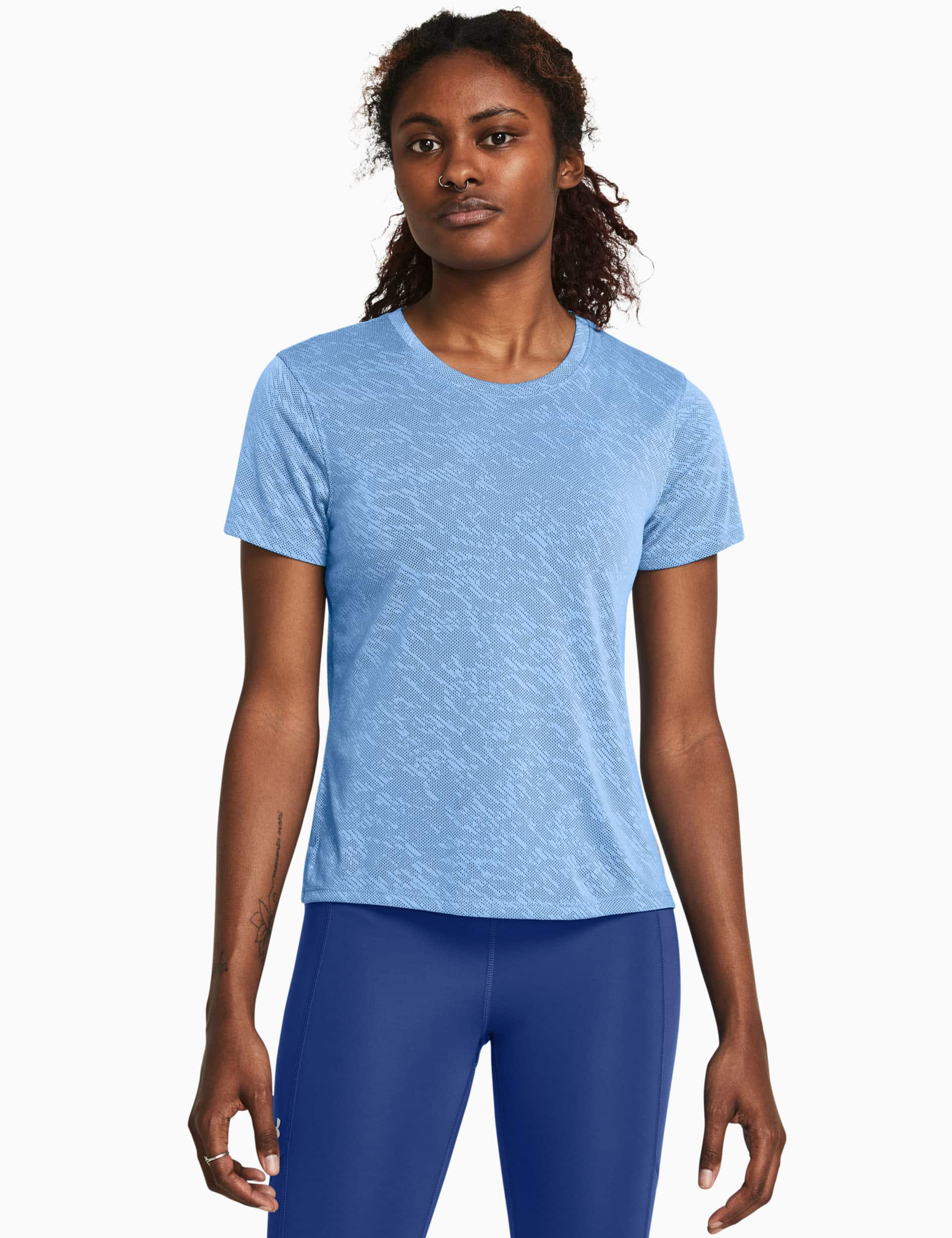 Under Armour Women's Launch Camo Jacquard Crew Neck T-Shirt - XS - Blue, Blue