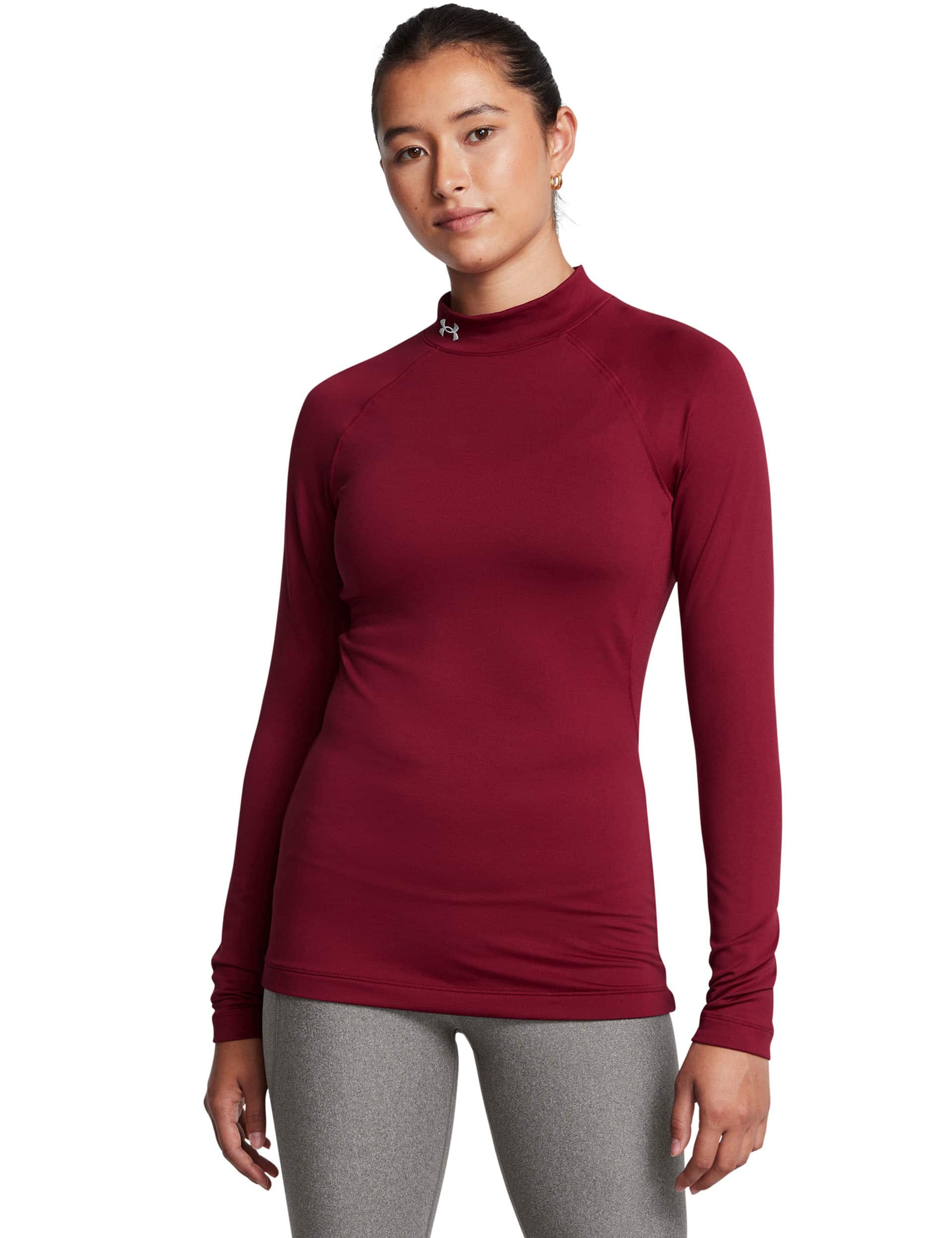 Under Armour Women's Authentics ColdGear Funnel Neck Top - Dark Red, Dark Navy,Dark Red