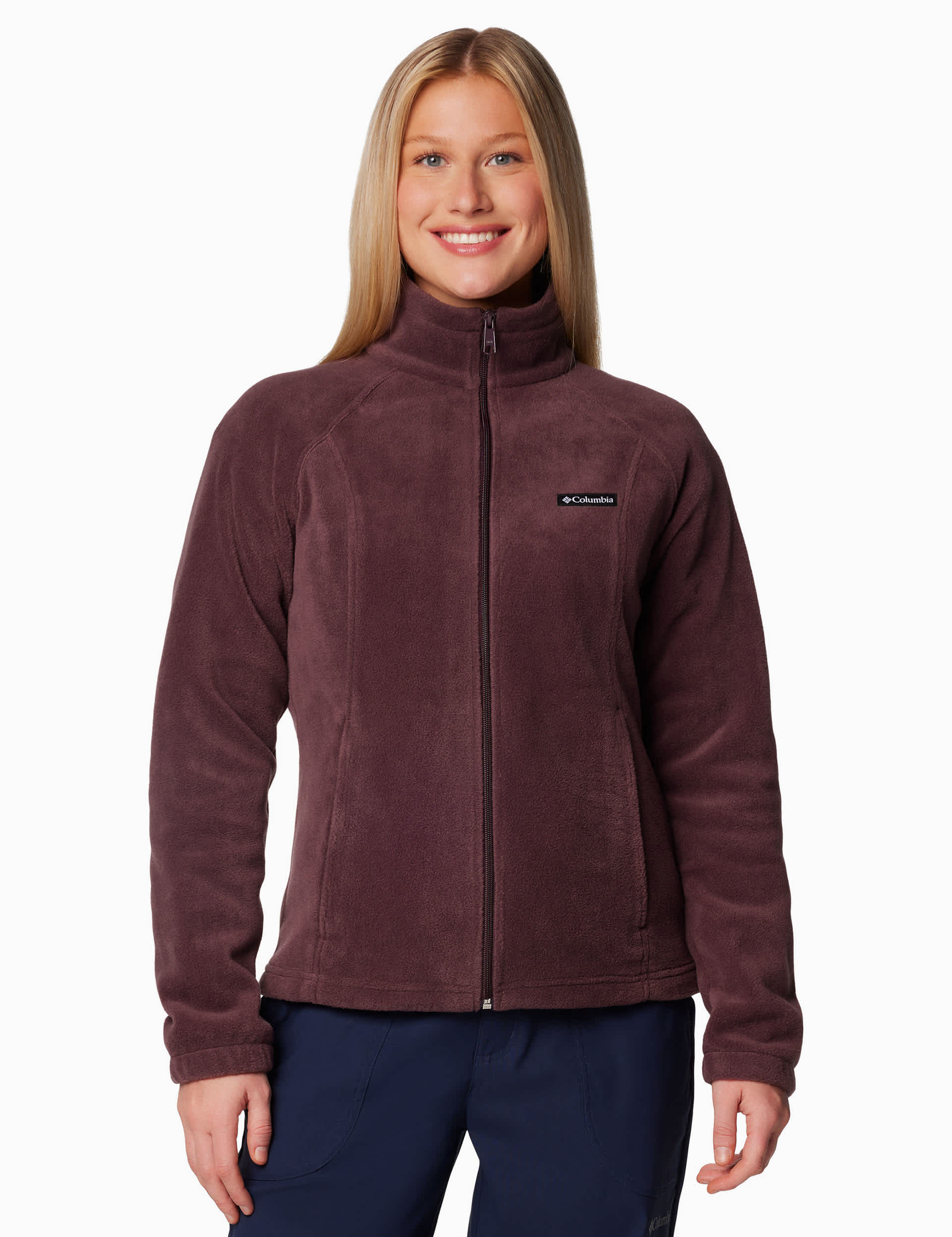 Columbia Women's Benton Springs Zip Up Fleece Jacket - M - Dark Purple, Black,Dark Purple