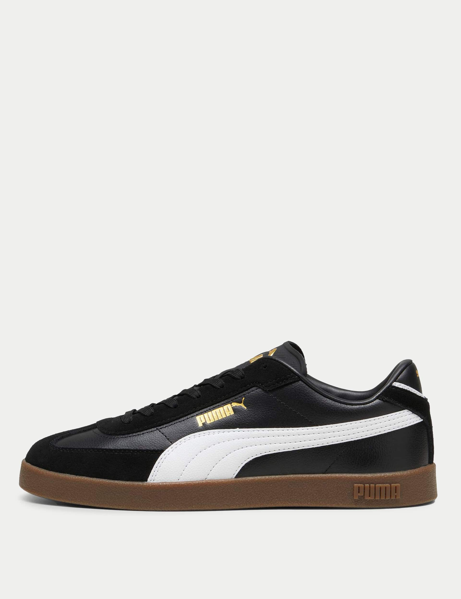 Puma Men's Club II Era Leather Trainers - 9 - Black, Black,Teal Green