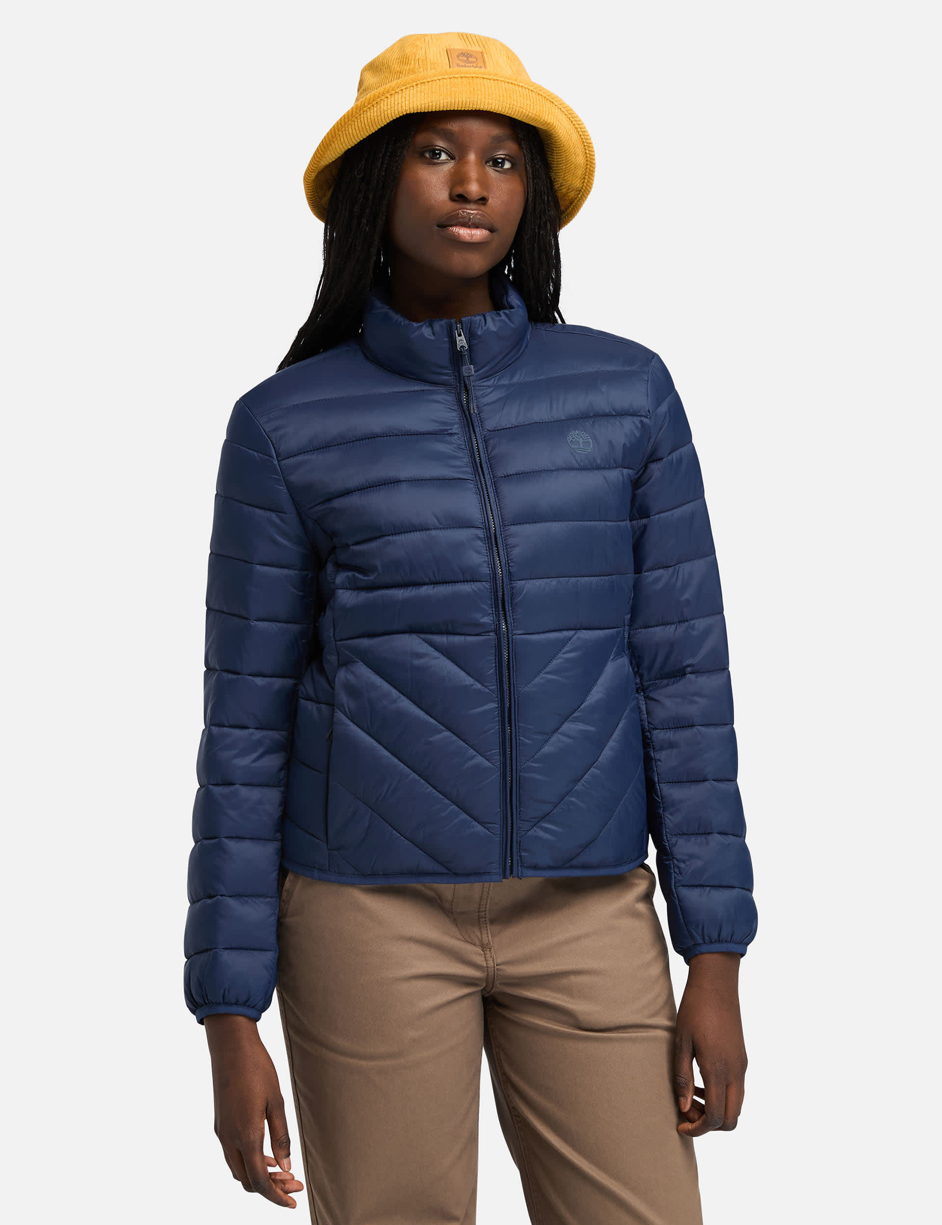 Timberland Women's Axis Peak Lightweight Padded Puffer Jacket - M - Dark Blue, Cream,Dark Blue