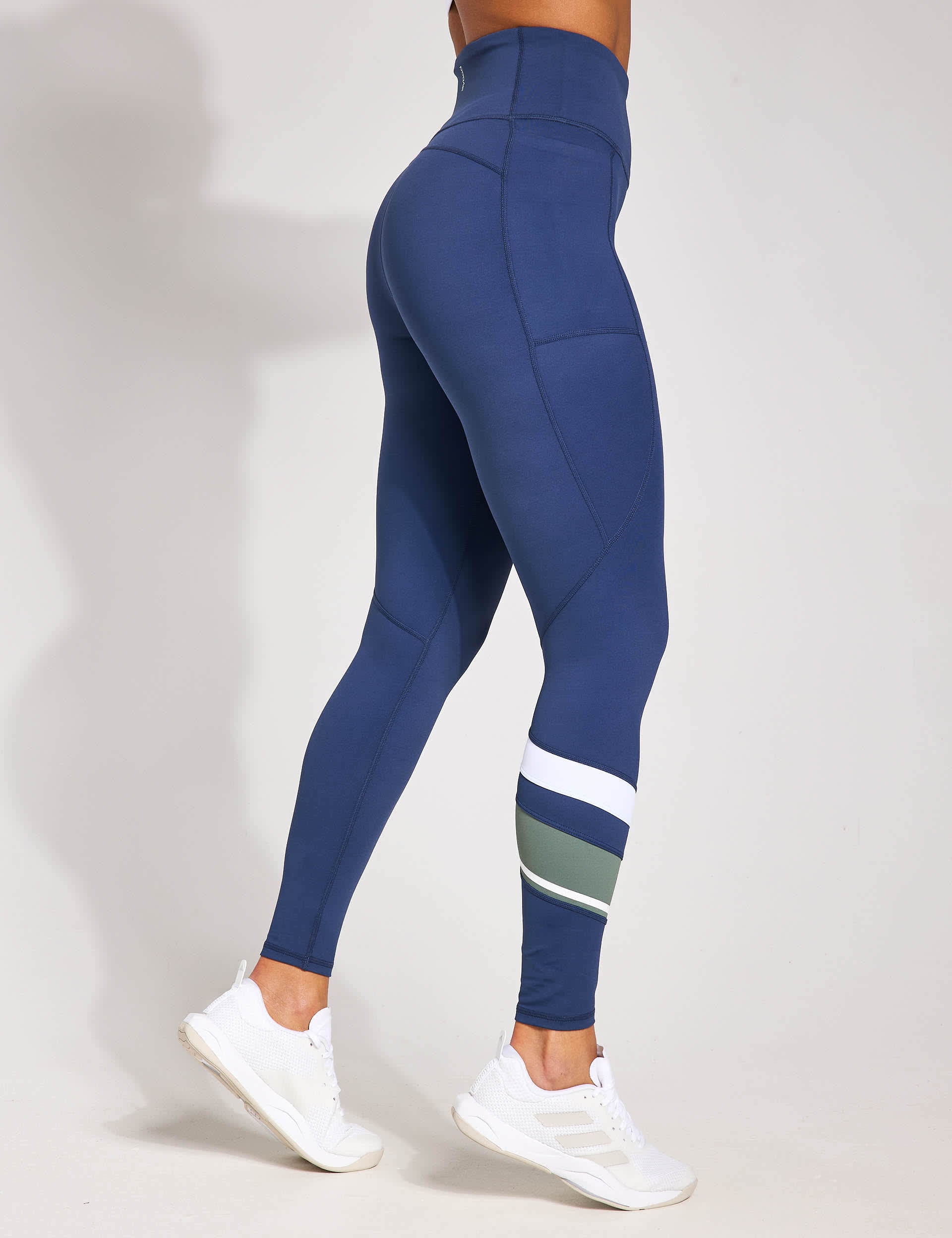 Lilybod Women's Limitless Striped High Waisted Leggings - Navy, Navy