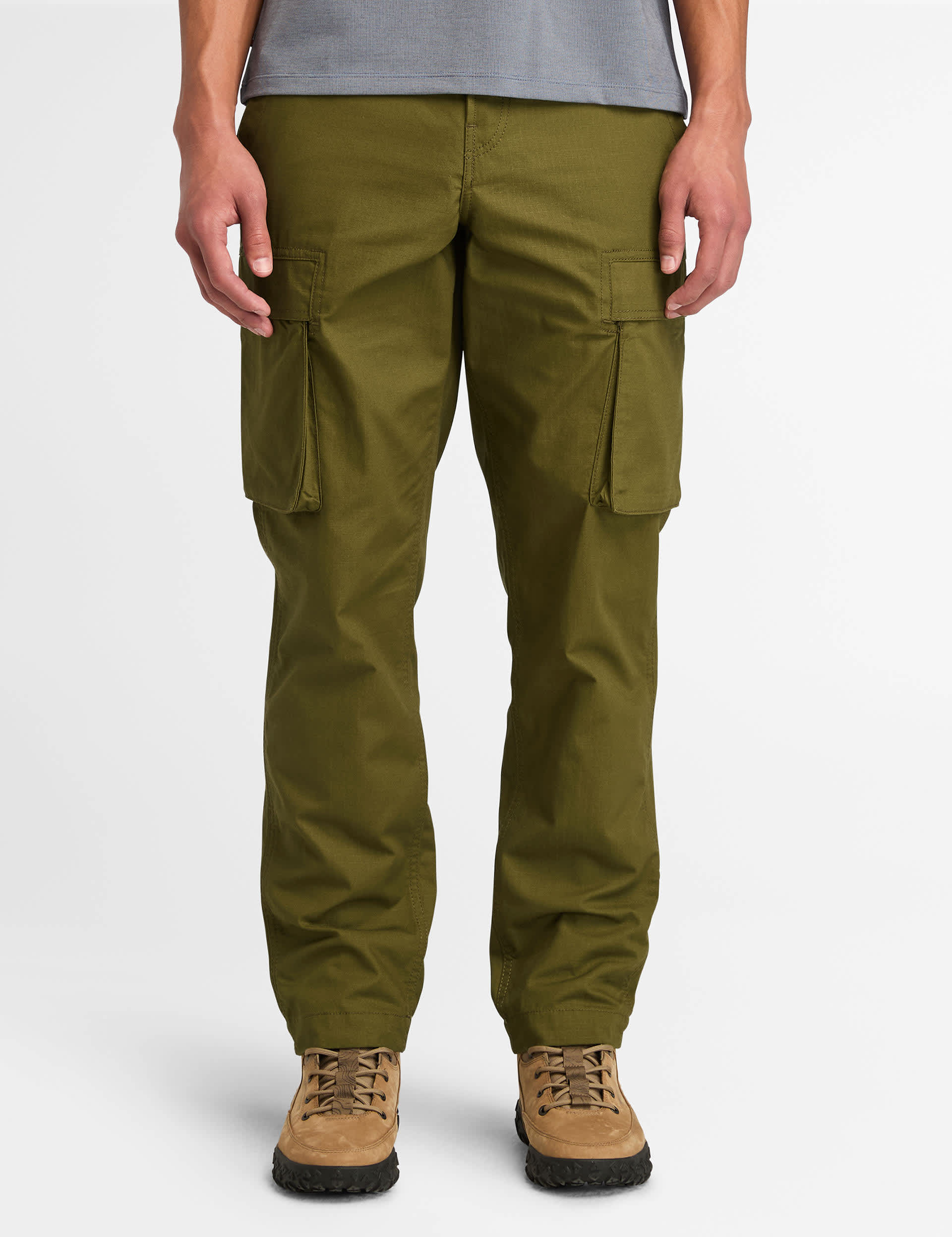 Timberland Men's Pure Cotton Cargo Trousers - 34 - Khaki, Khaki,Dark Navy