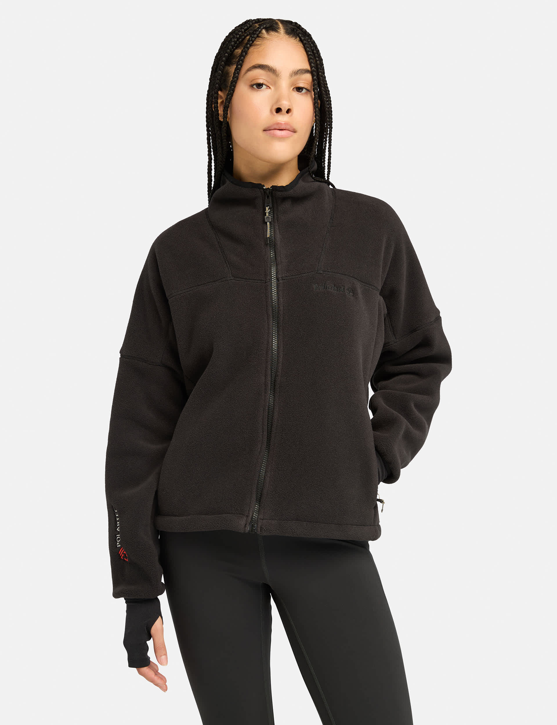 Timberland Women's Funnel Neck Fleece Jacket - M - Black, Black,Cream