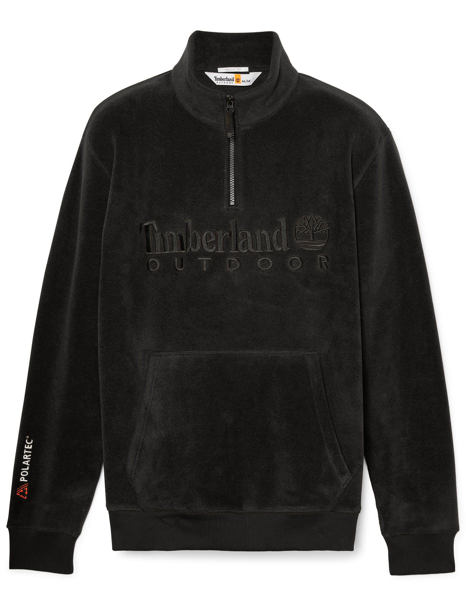 Timberland Men's Linear Logo Polartec Half Zip Fleece - XL - Black, Khaki,Soft White,Black