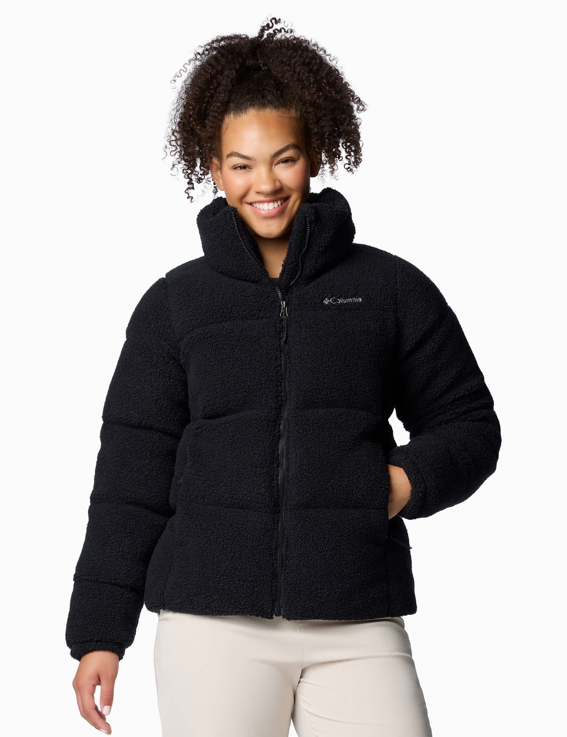 Columbia Women's Puffect Borg Puffer Jacket - L - Black, Black