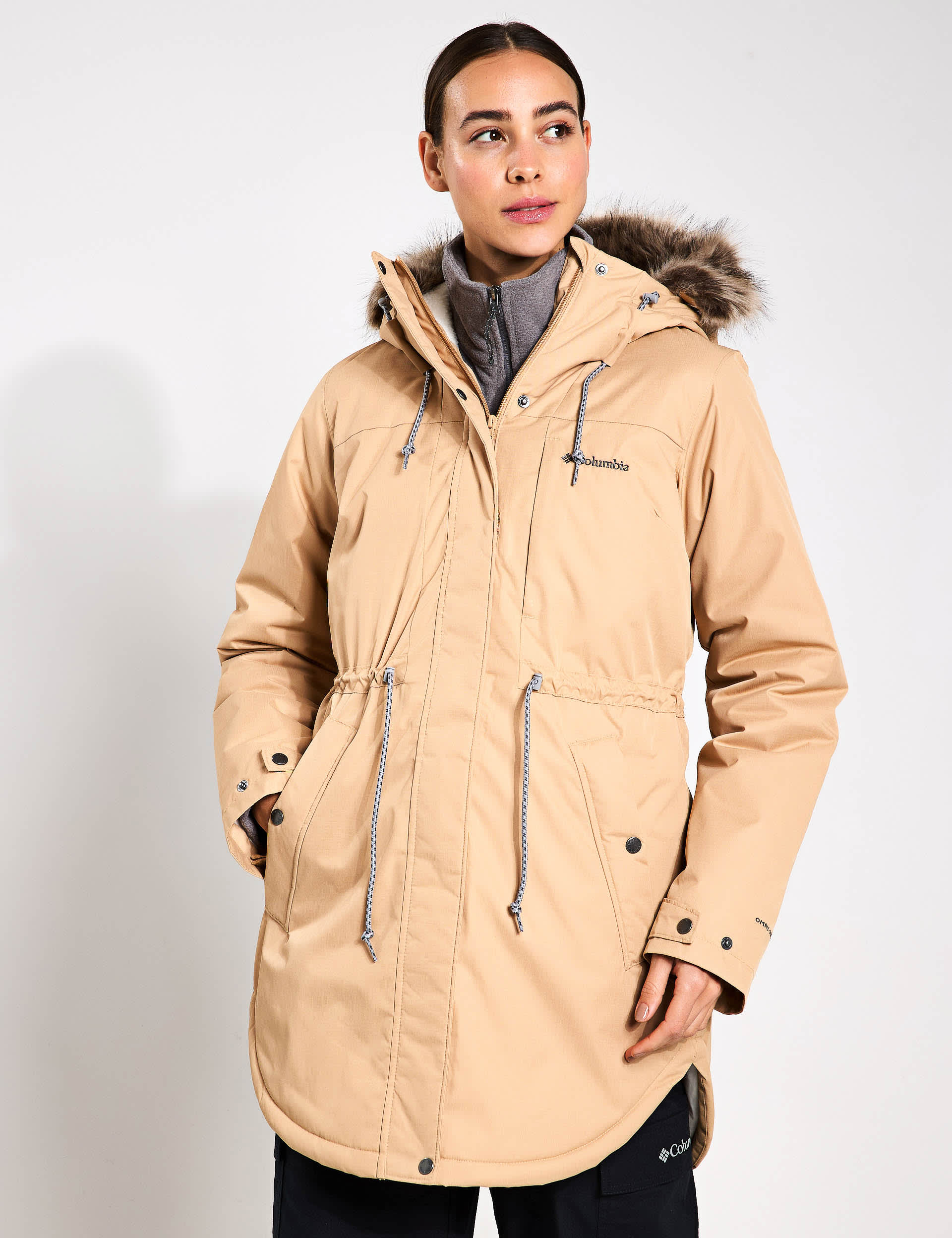 Columbia Women's Suttle Mountain II Padded Hooded Parka Coat - Ecru, Ecru