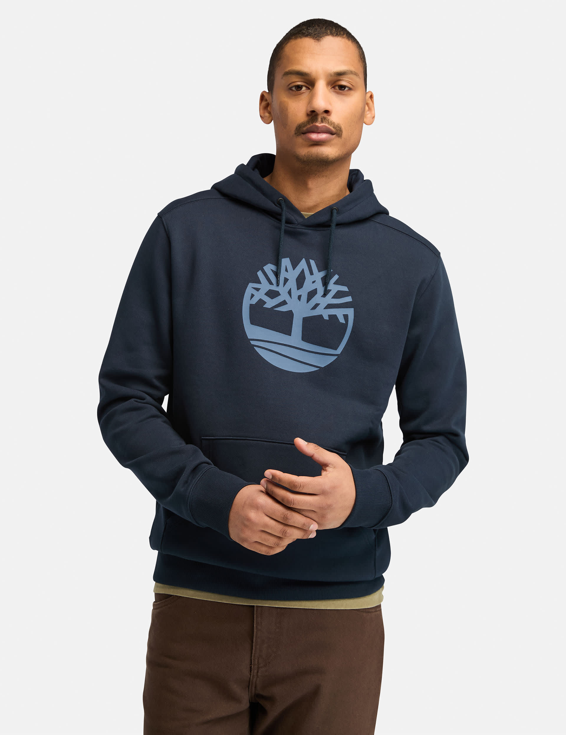 Timberland Men's River Tree Logo Cotton Rich Hoodie - M - Dark Navy, Dark Navy,Grey