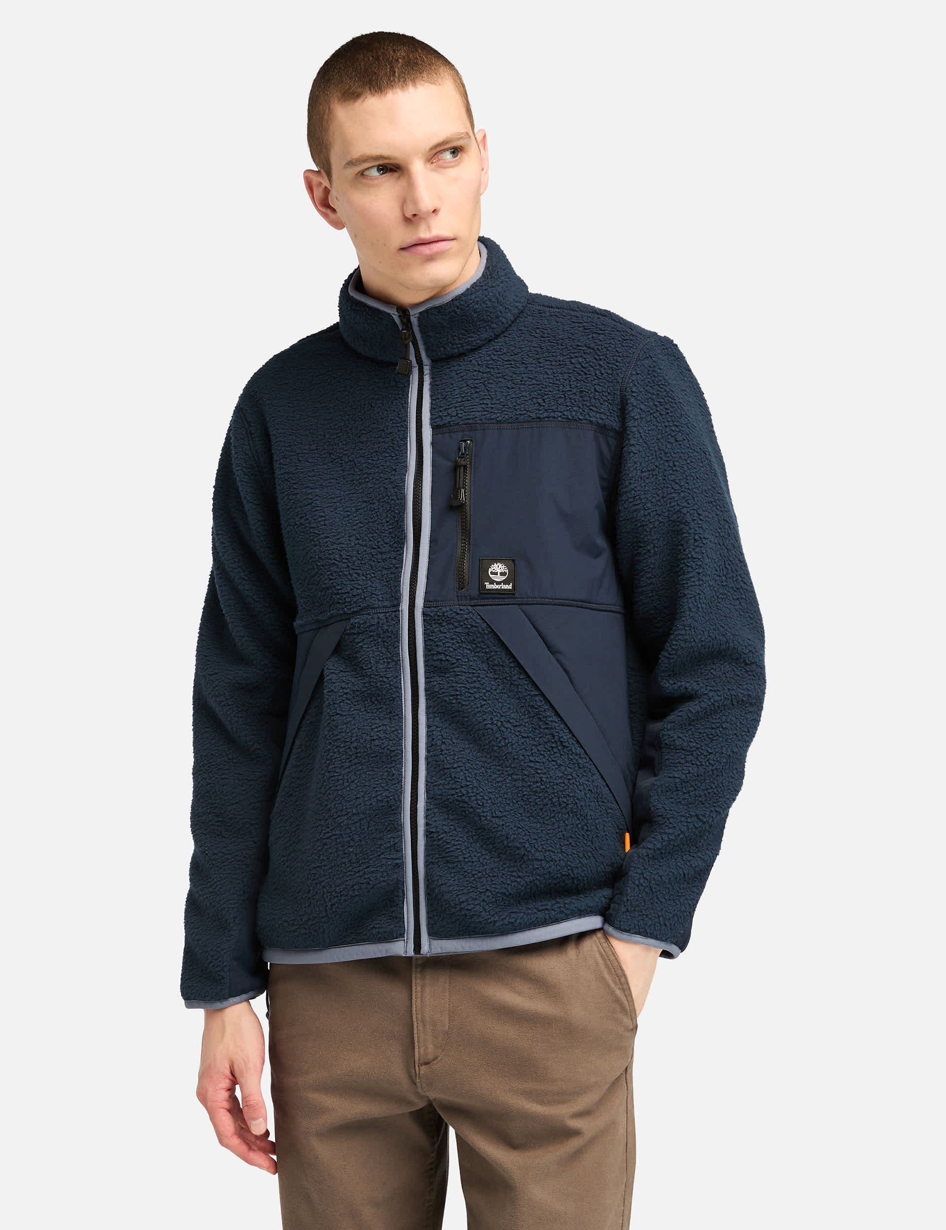 Timberland Men's Zip Up Funnel Neck Fleece - Dark Navy, Black,Dark Navy