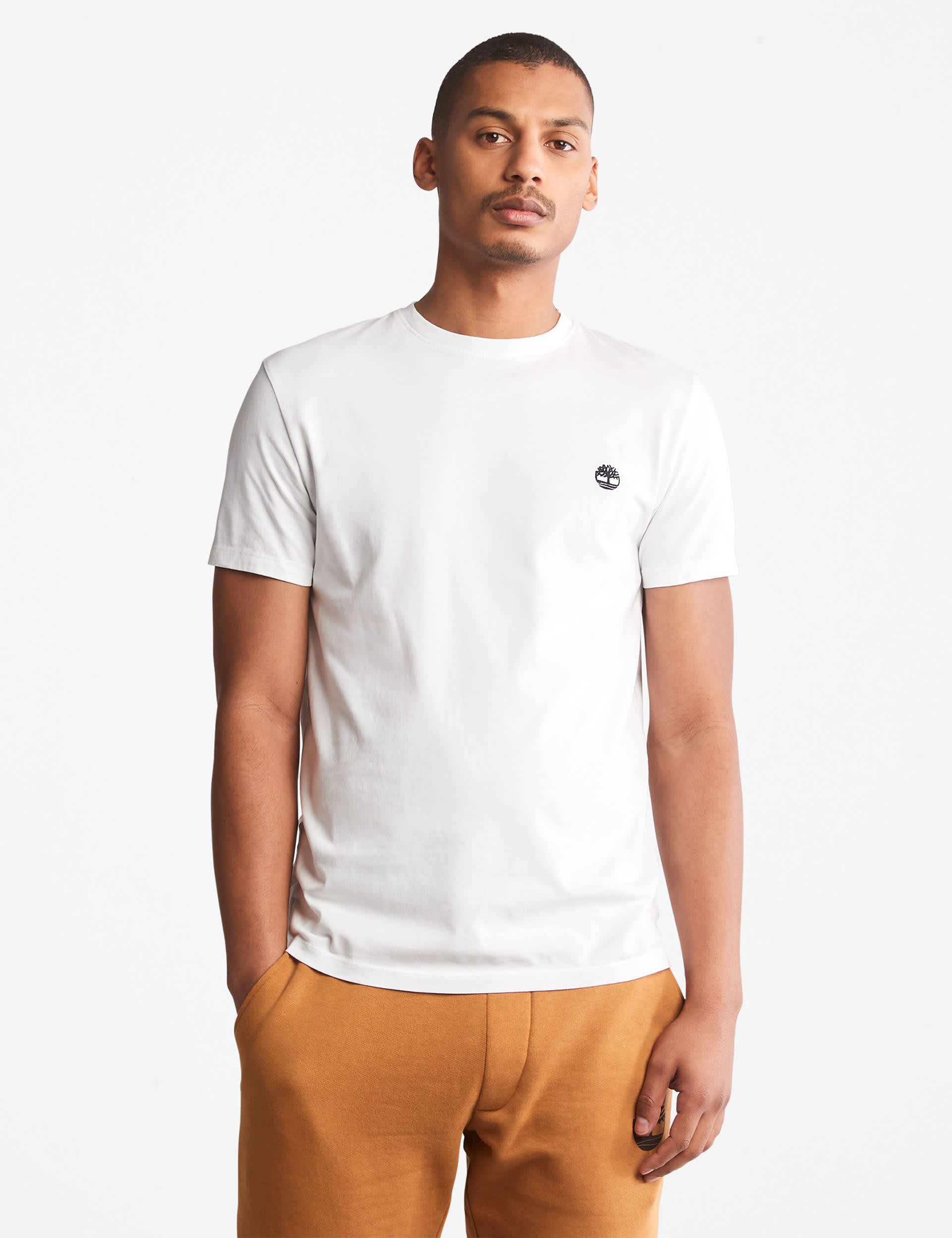 Timberland Men's Pure Cotton Crew Neck T-Shirt - L - White, Denim,Dark Green,White,Dark Orange